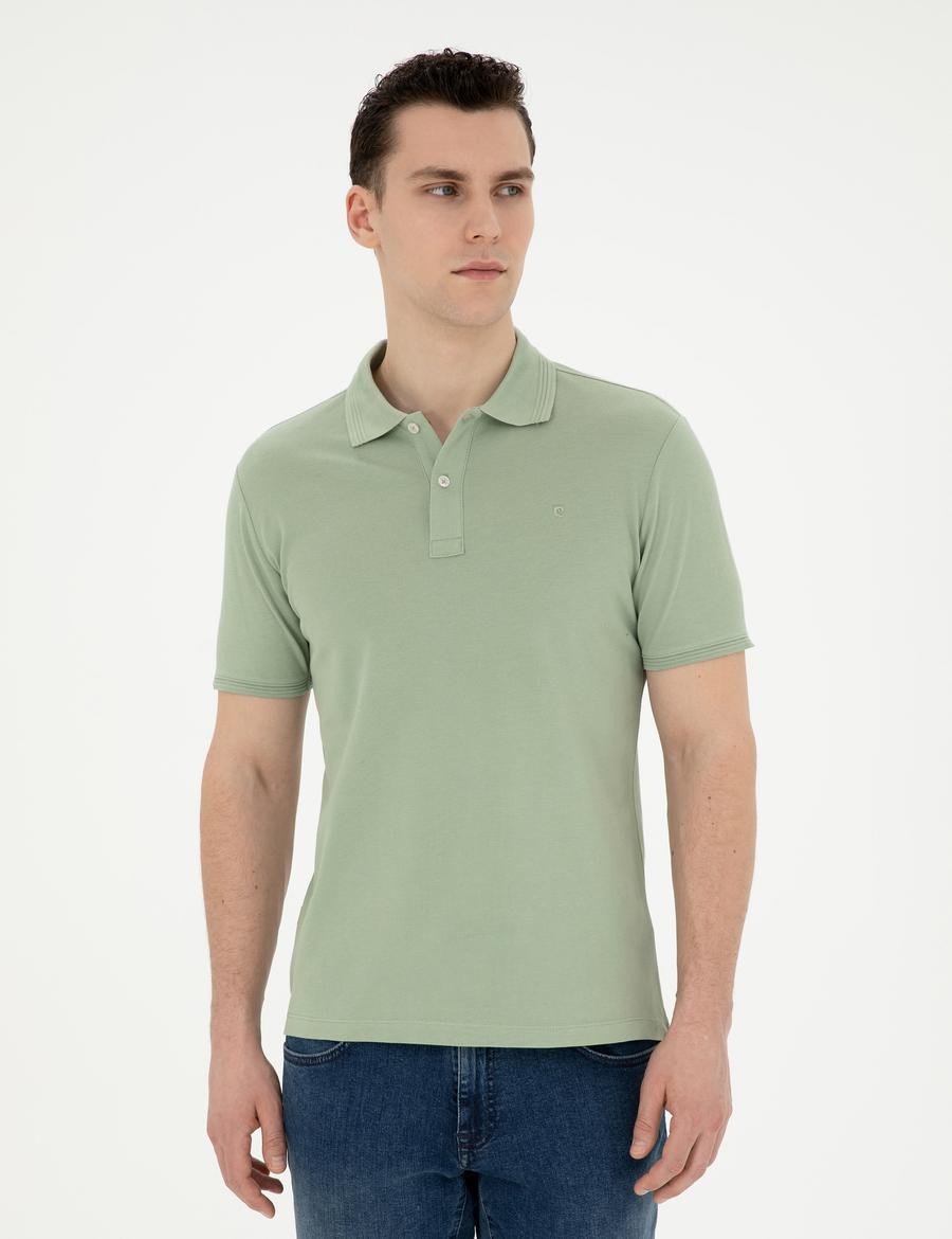 Yeşil Slim Fit Basic Tişört_0
