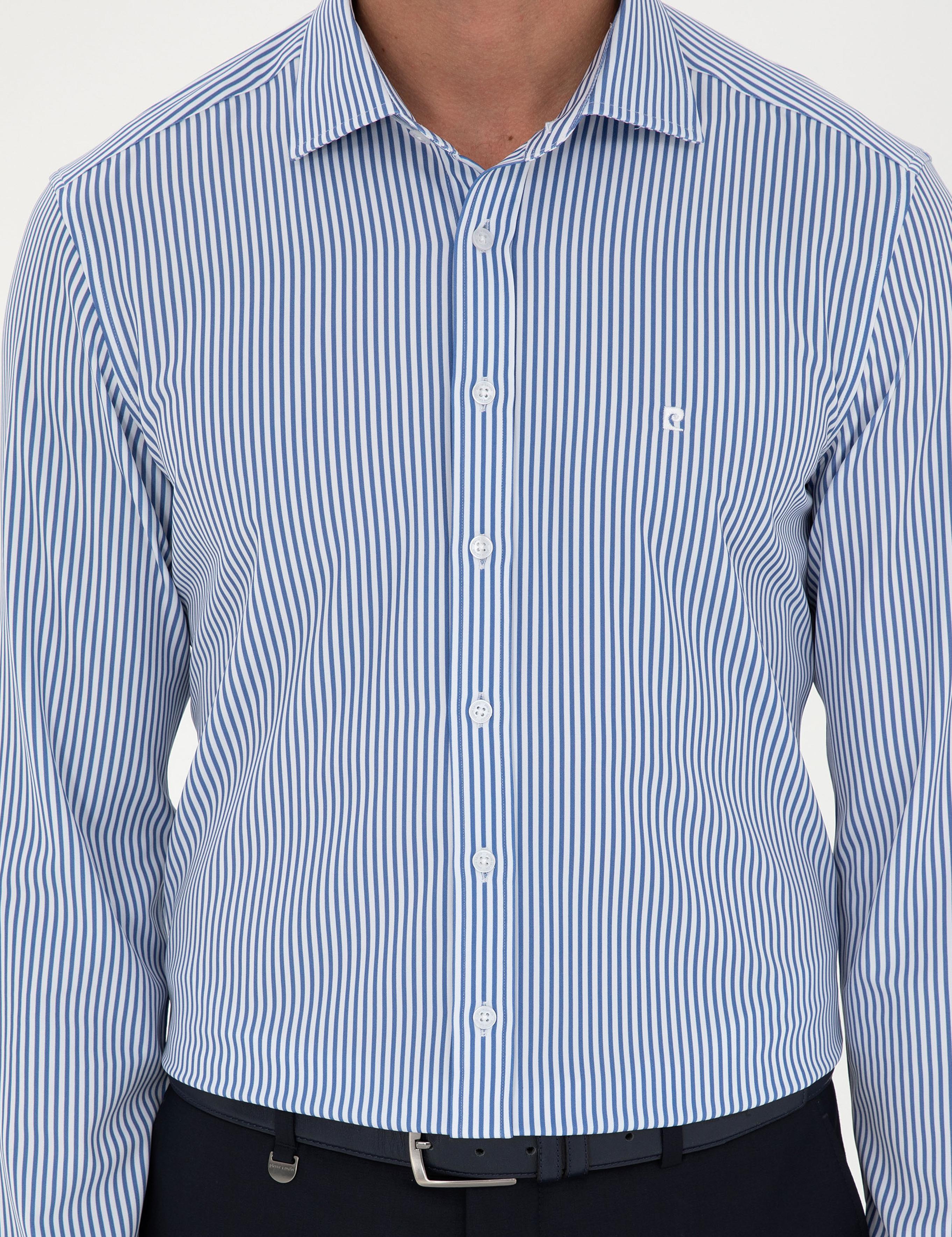 Mavi Çizgili Ex. Slim Fit Uzun Kollu Gömlek