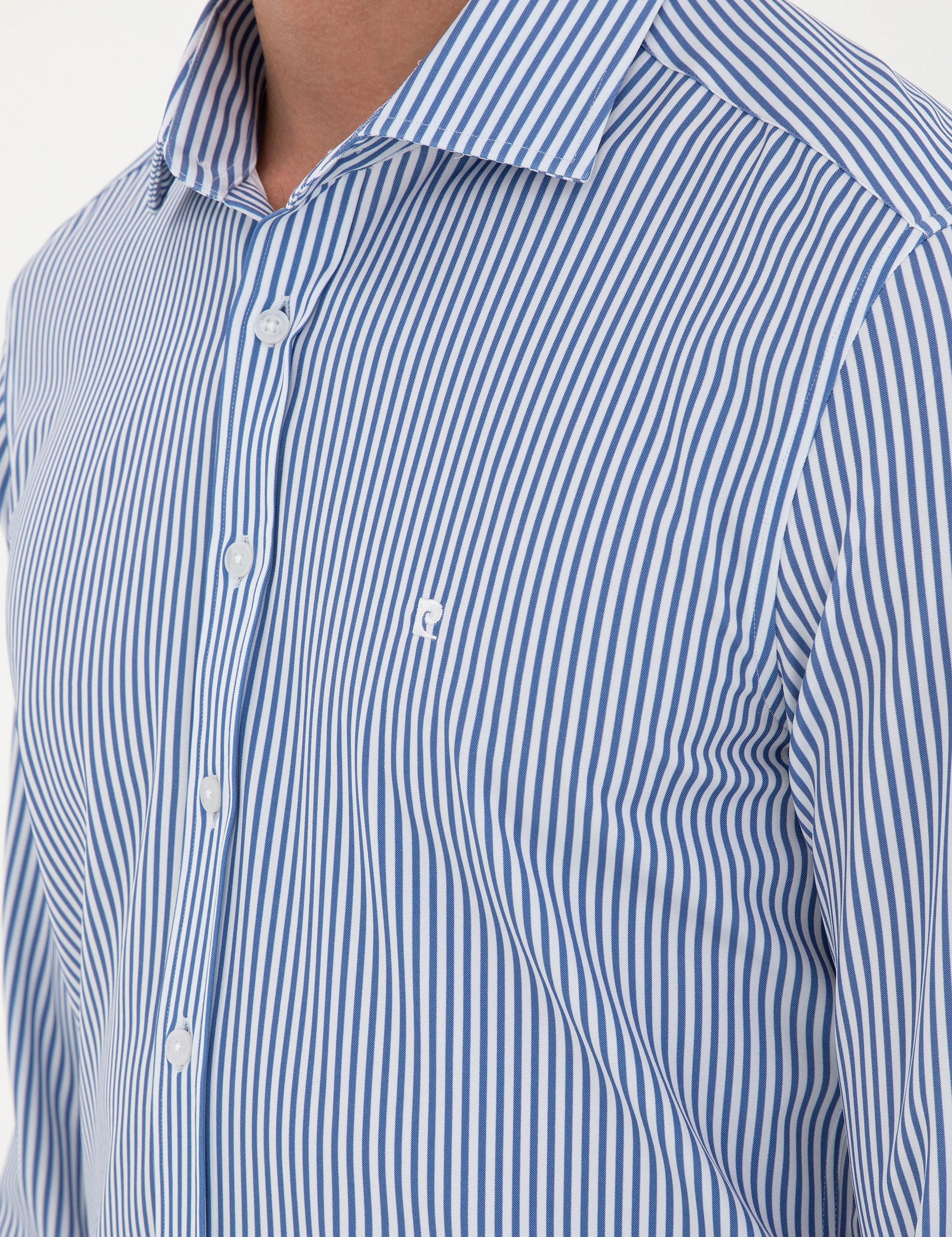 Mavi Çizgili Ex. Slim Fit Uzun Kollu Gömlek