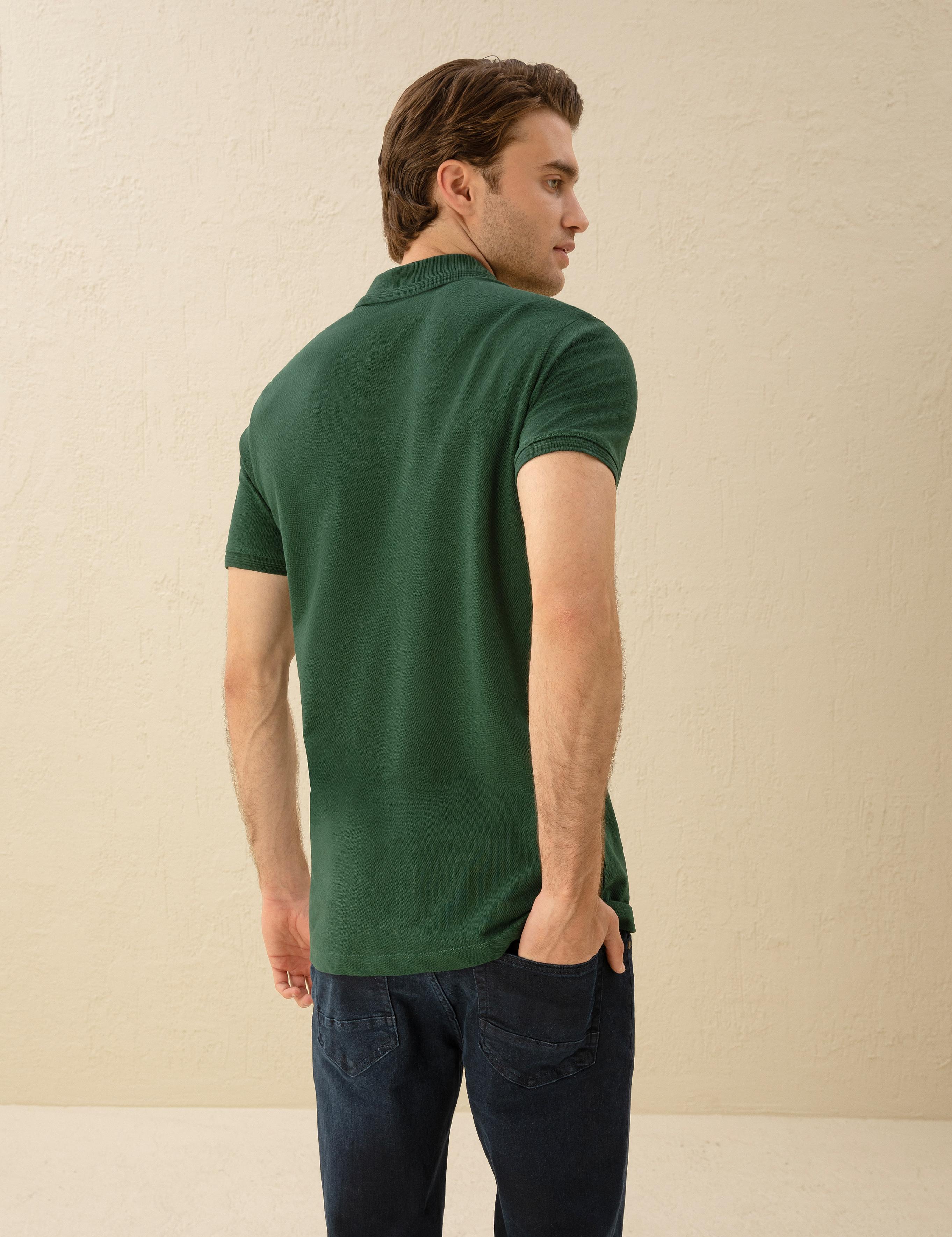 Koyu Yeşil Slim Fit Basic Tişört