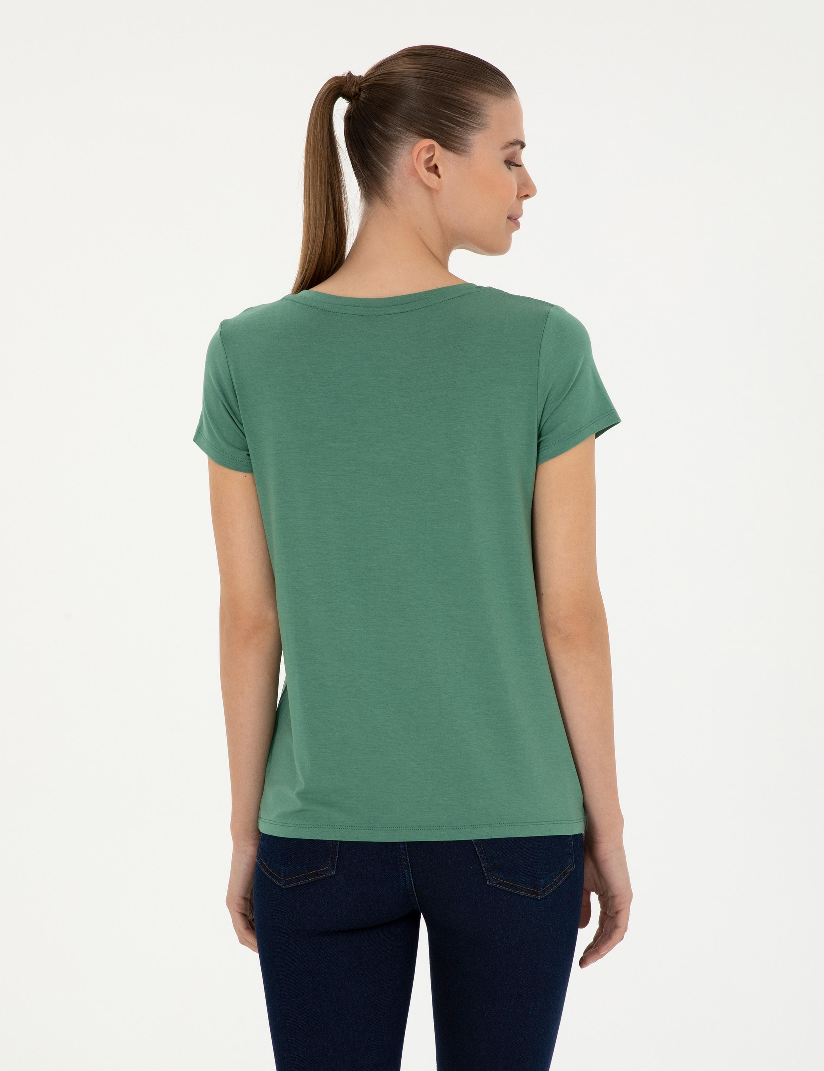 Yeşil Comfort Fit Basic Tişört