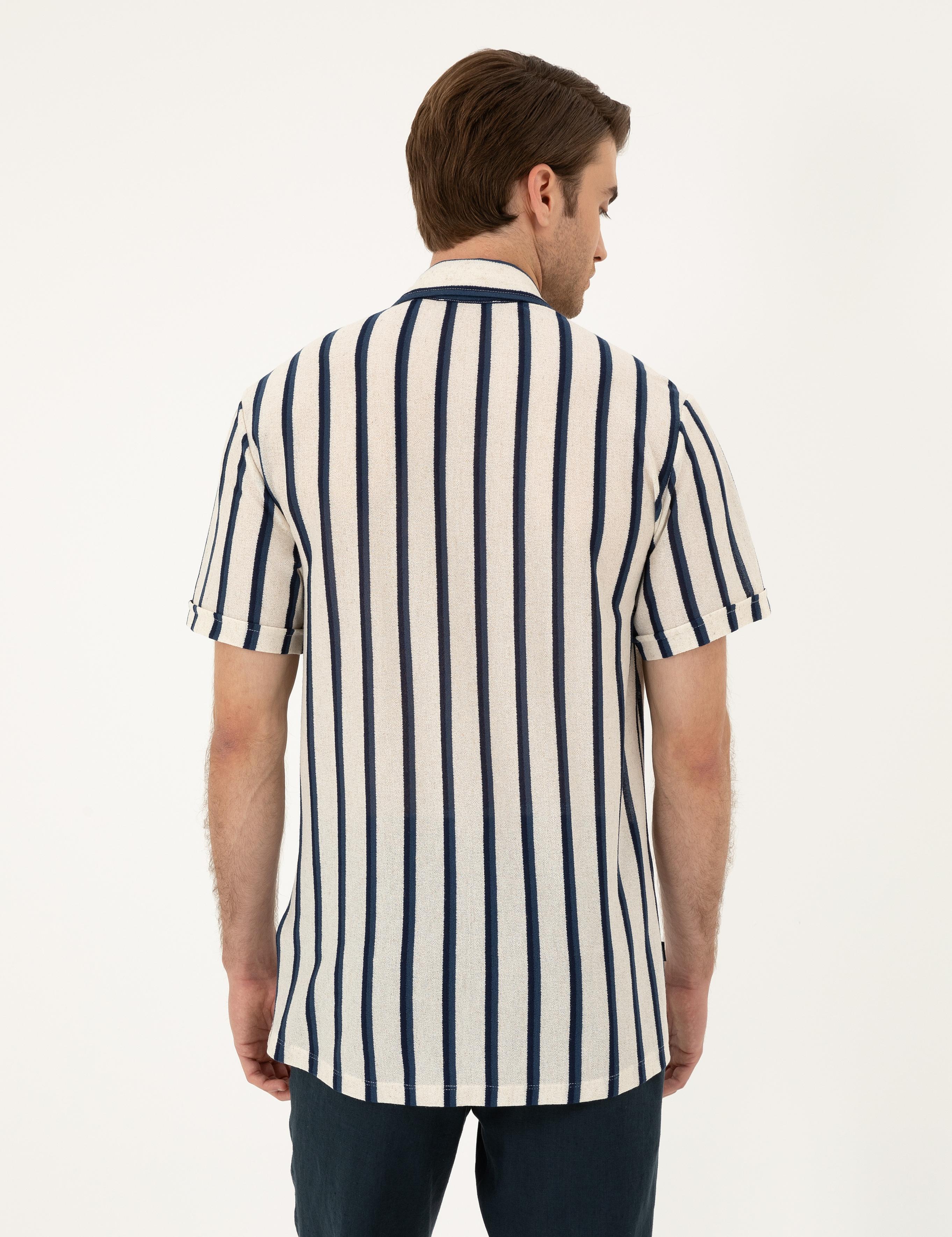 Bej Slim Fit Örme Gömlek