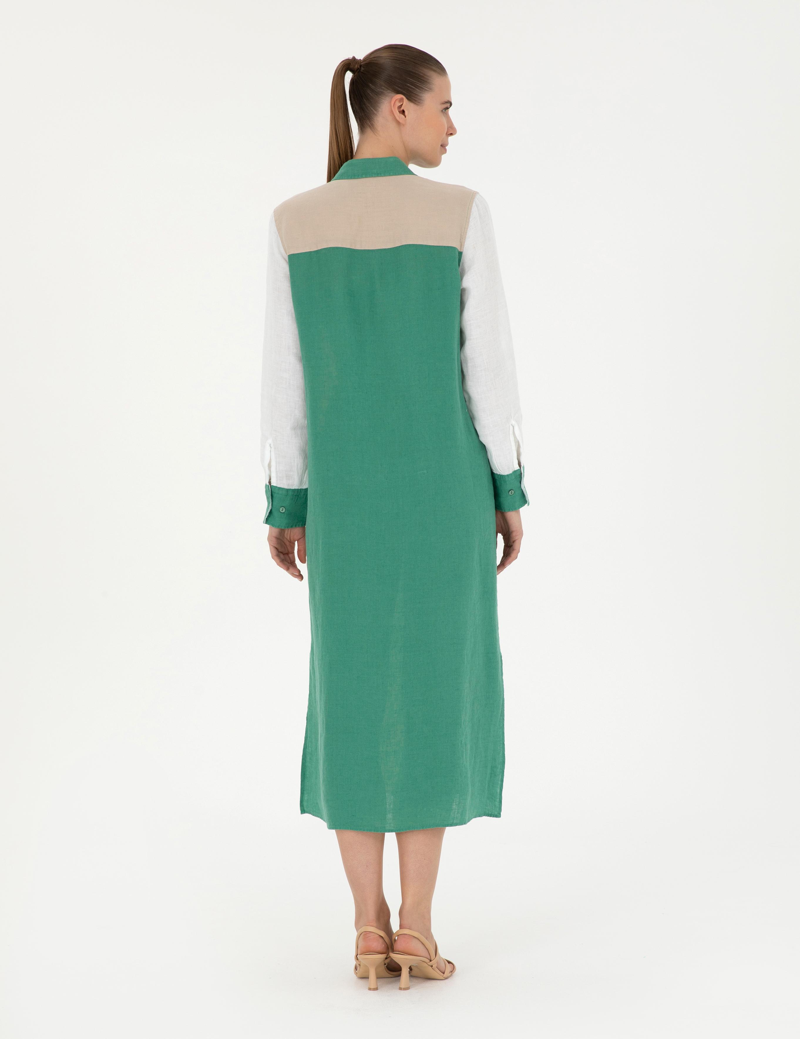 Yeşil Keten Comfort Fit Tunik
