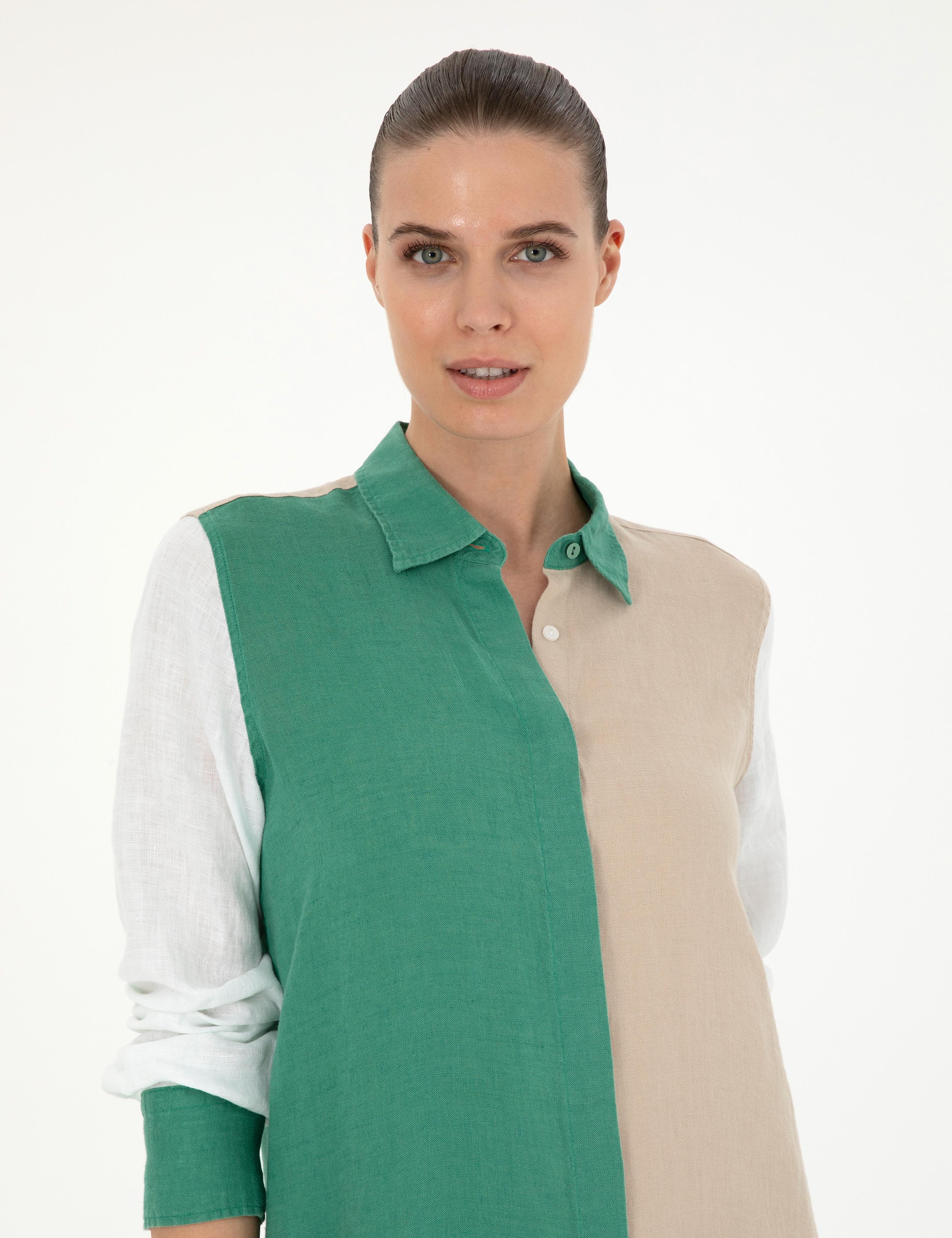Yeşil Keten Comfort Fit Tunik
