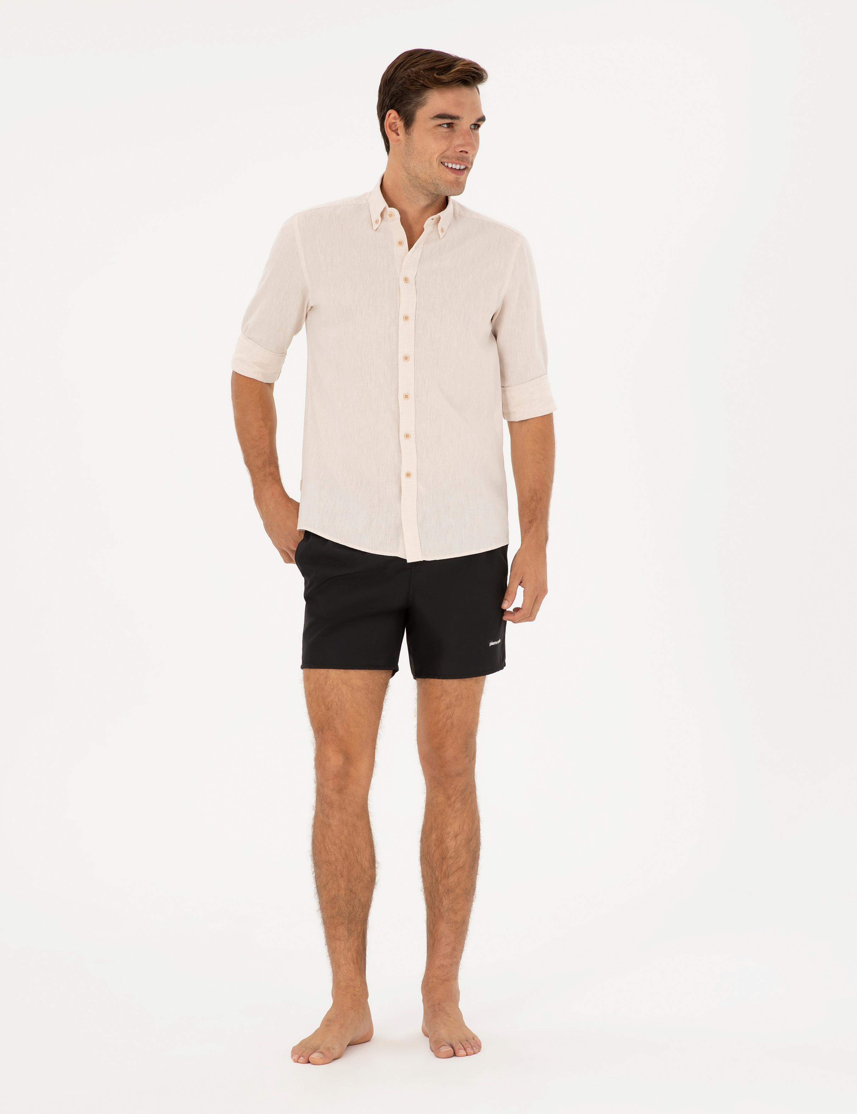 Siyah Regular Fit Deniz Şortu
