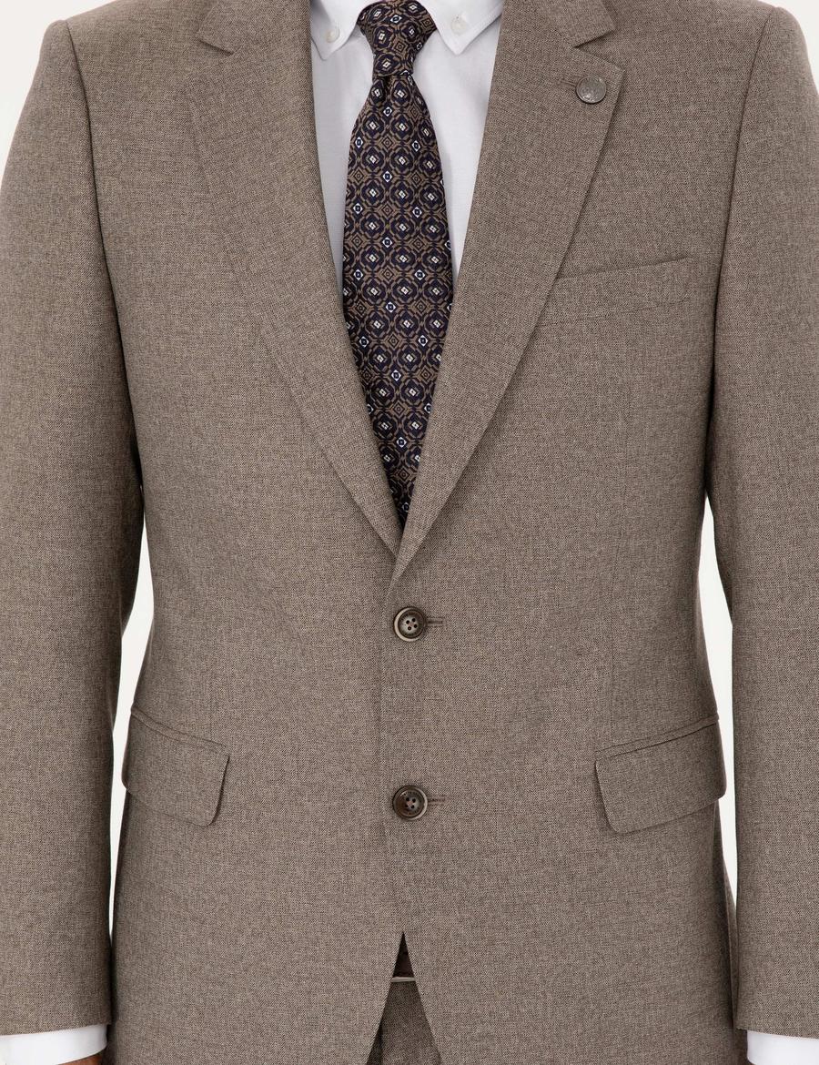 Açık Kahverengi Slim Fit Takım Elbise_5