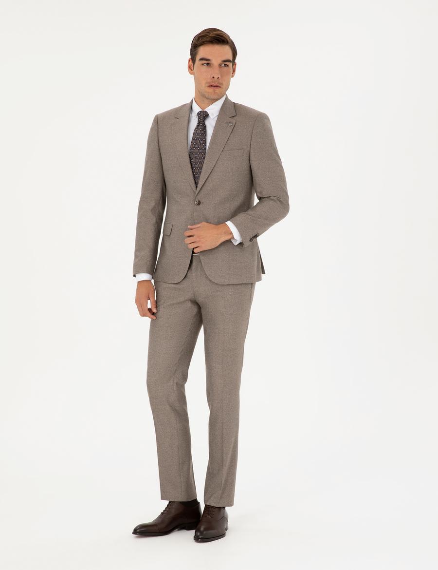 Açık Kahverengi Slim Fit Takım Elbise_2