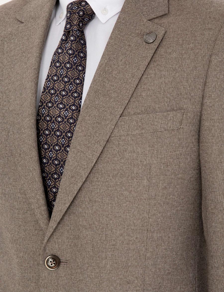 Açık Kahverengi Slim Fit Takım Elbise_6