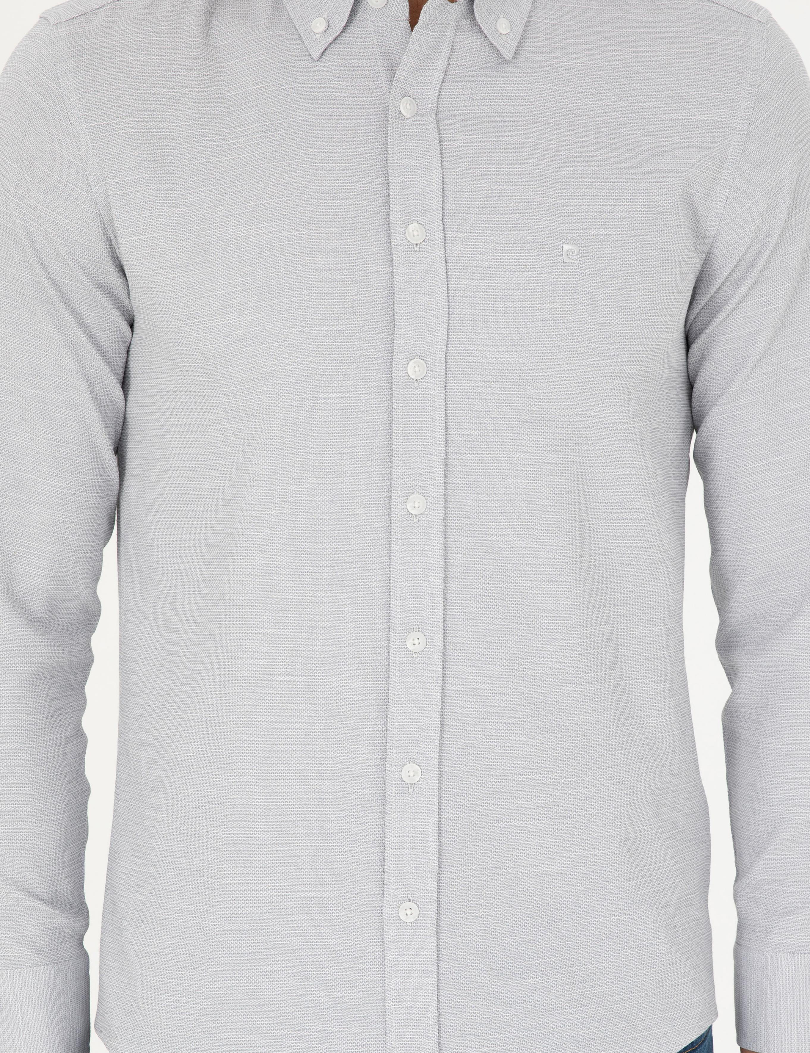 Gri Slim Fit Uzun Kollu Gömlek