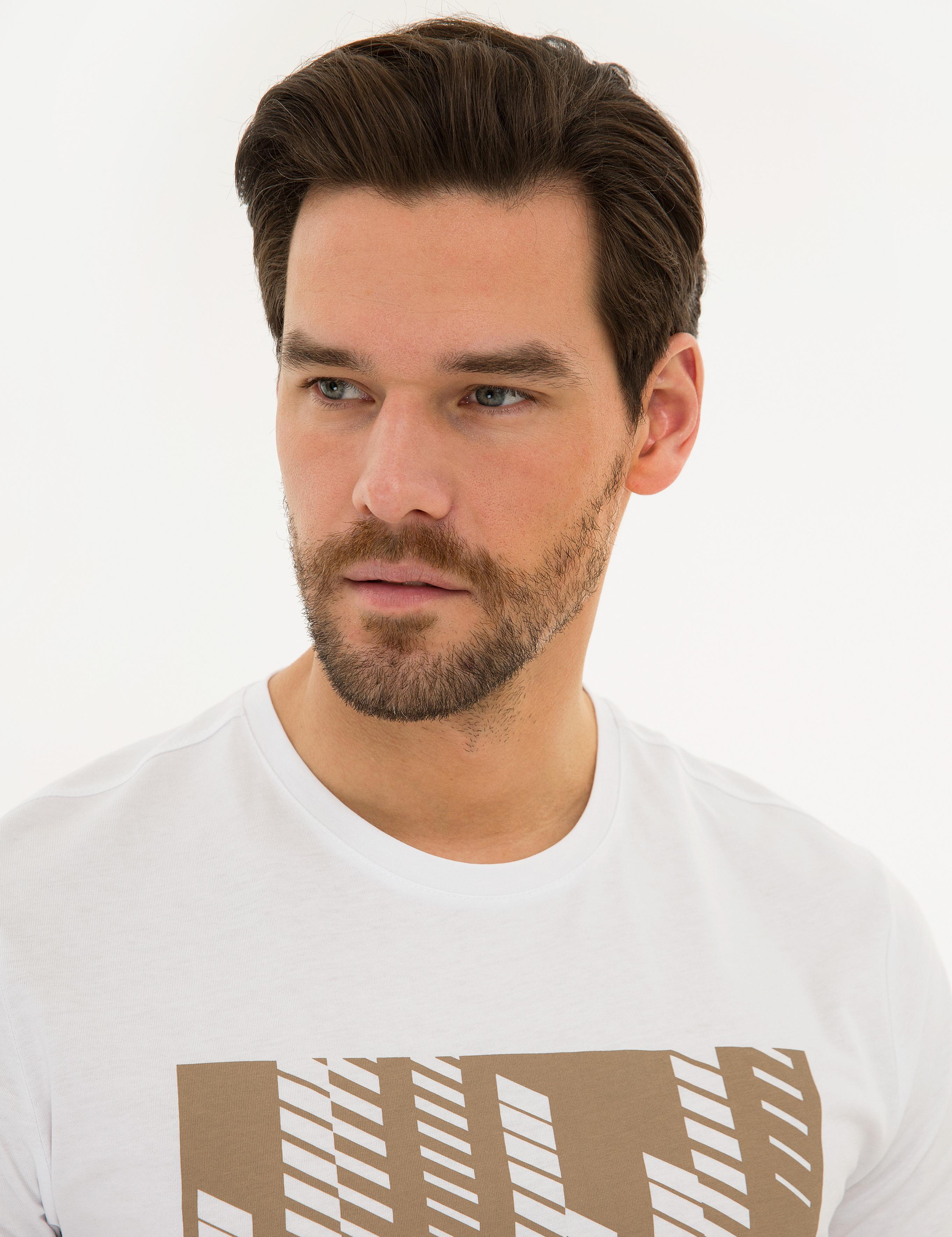 Beyaz Slim Fit Bisiklet Yaka T-Shirt