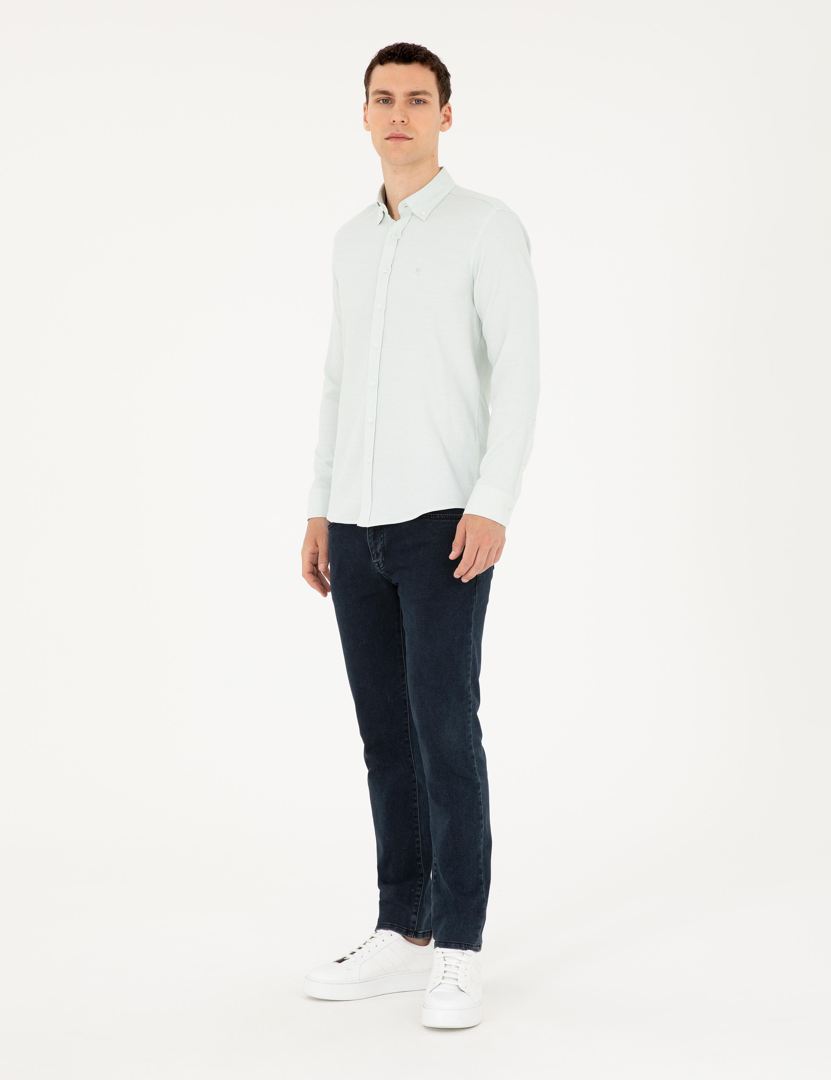 Yeşil Slim Fit Uzun Kollu Gömlek