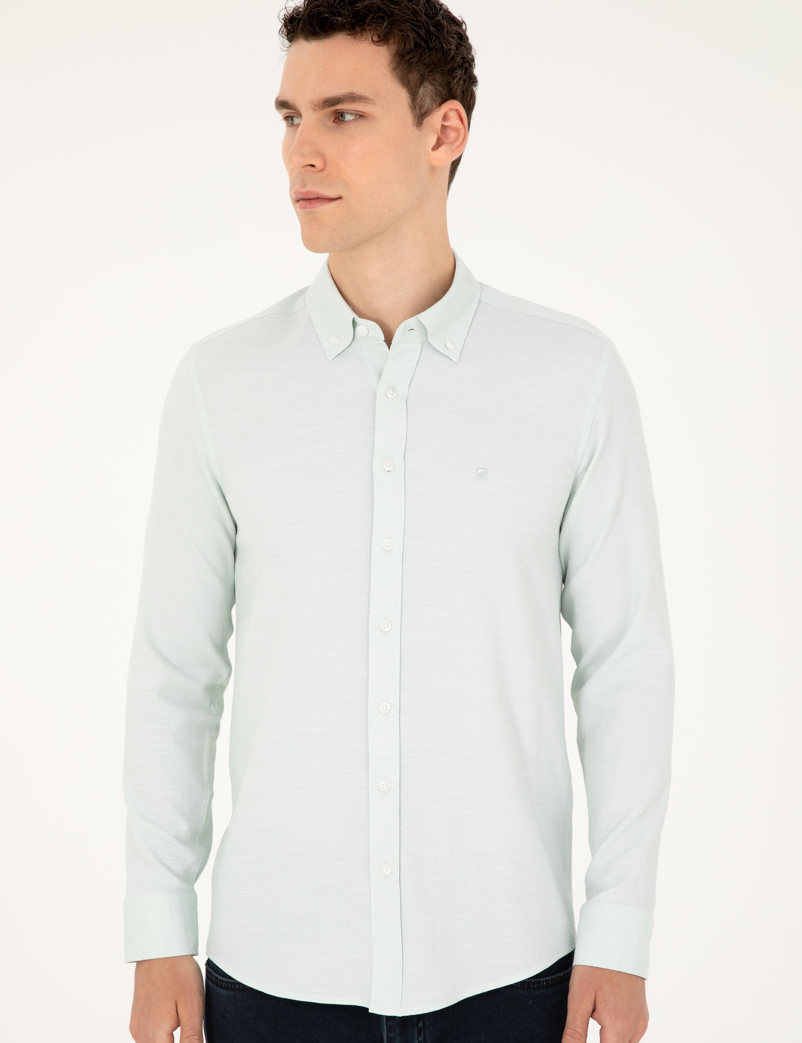 Yeşil Slim Fit Uzun Kollu Gömlek