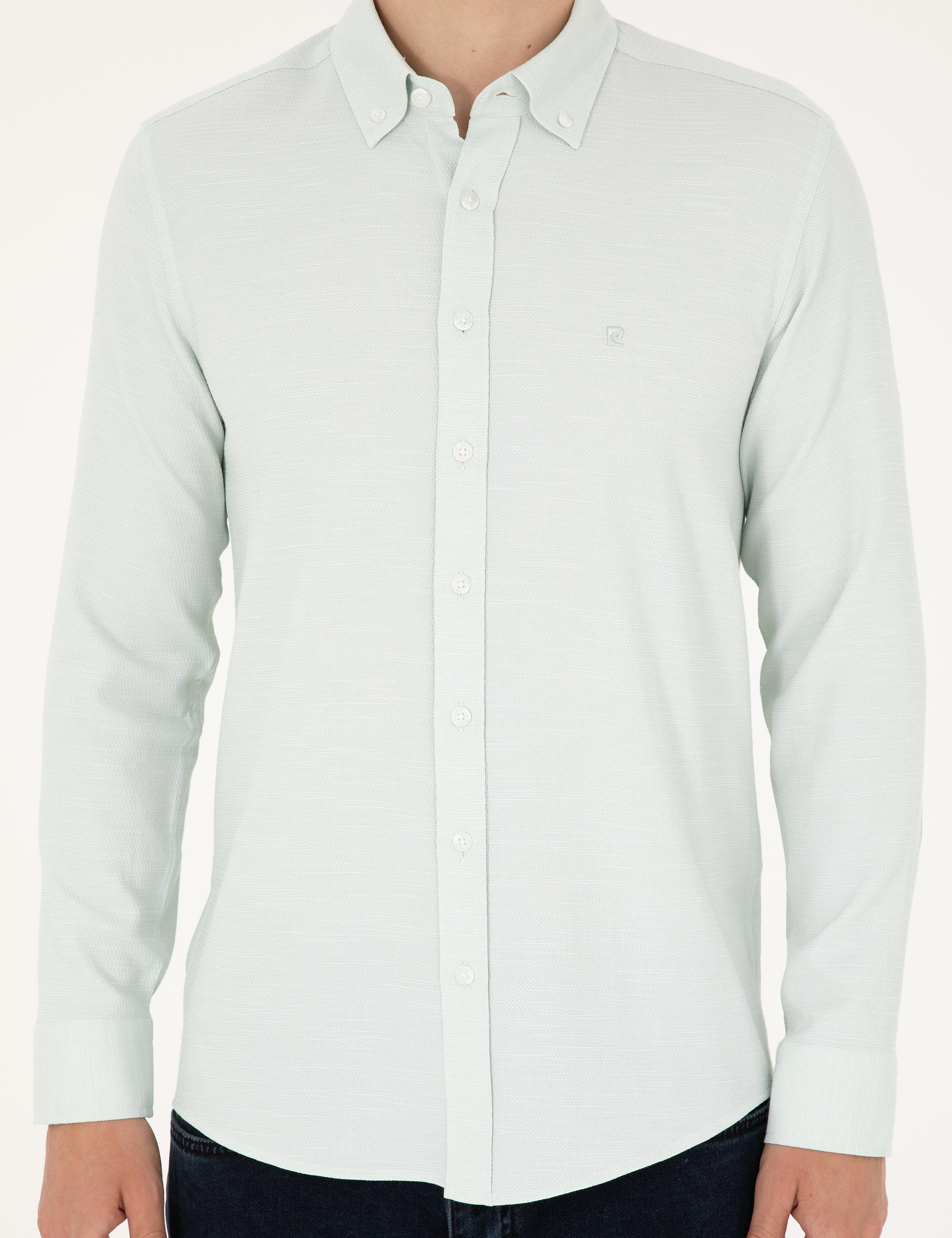 Yeşil Slim Fit Uzun Kollu Gömlek