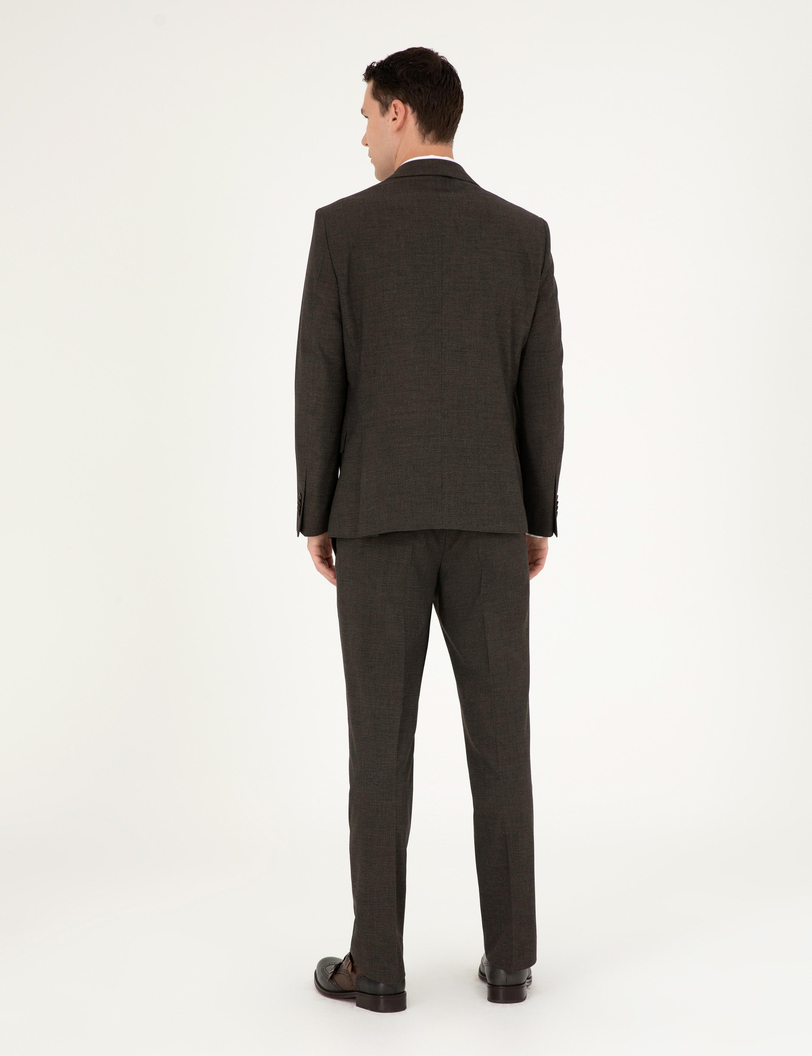 Kahverengi Slim Fit Takım Elbise