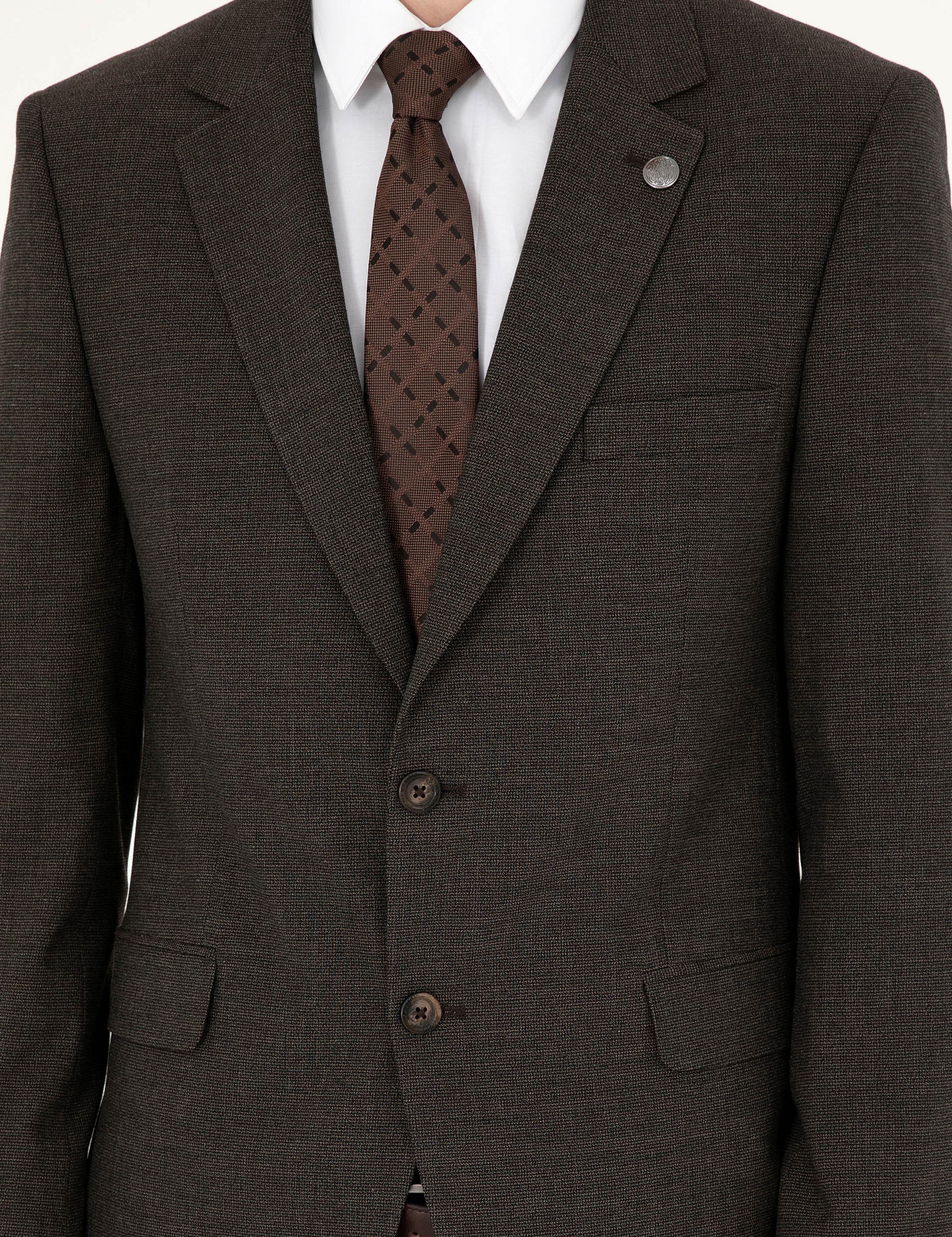 Kahverengi Slim Fit Takım Elbise