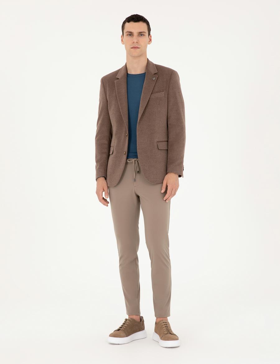 Açık Kahverengi Slim Fit Ceket_3
