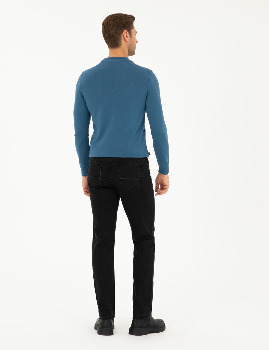 Siyah Straight Fit Jean Pantolon_3