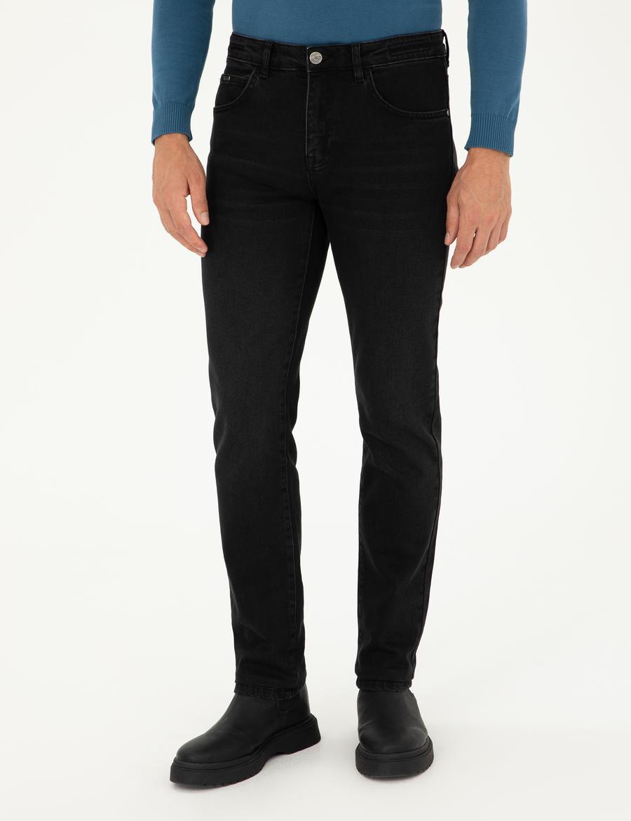 Siyah Straight Fit Jean Pantolon_1