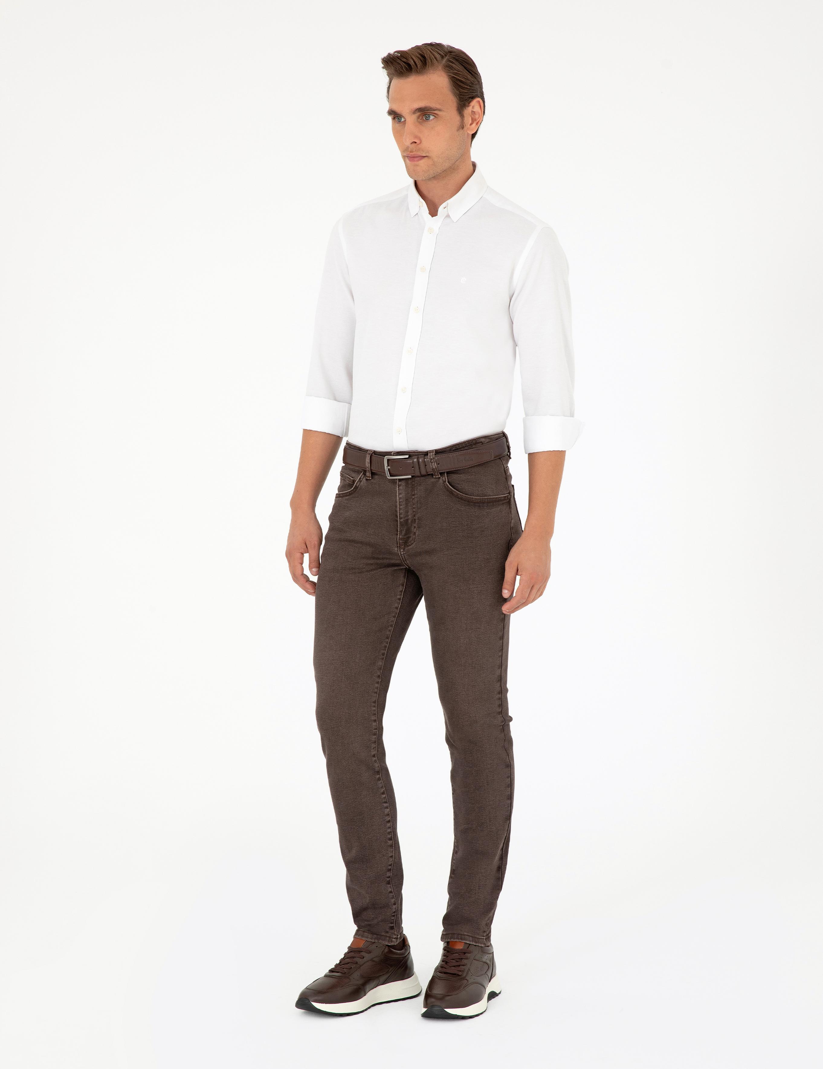 Kahverengi Slim Fit Jean Pantolon