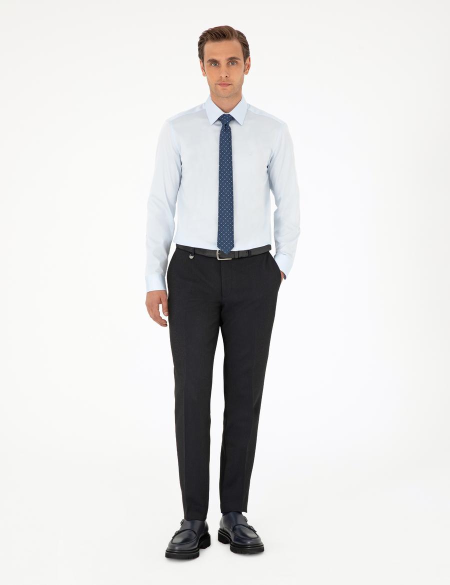 Açık Mavi Slim Fit Uzun Kollu Basic Gömlek_3