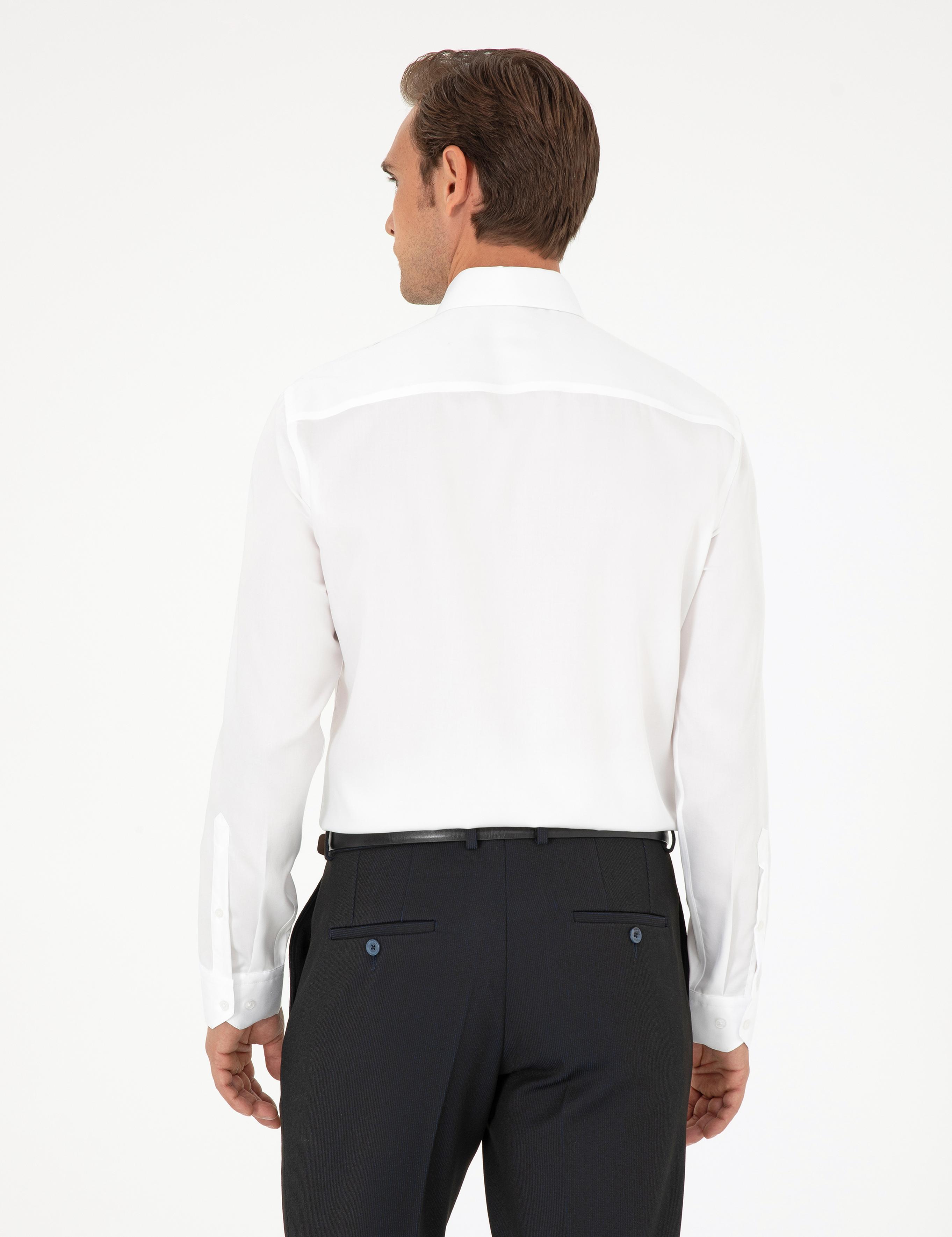 Beyaz Slim Fit Uzun Kollu Basic Gömlek