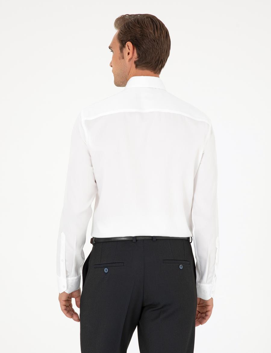Beyaz Slim Fit Uzun Kollu Basic Gömlek_4