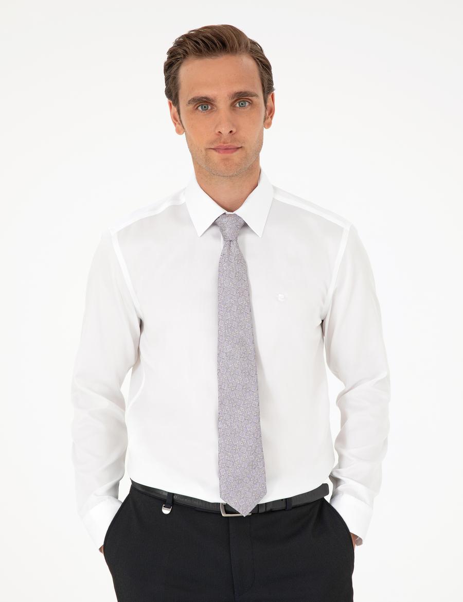 Beyaz Slim Fit Uzun Kollu Basic Gömlek_2