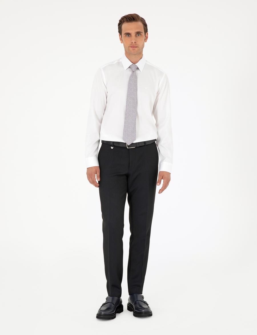 Beyaz Slim Fit Uzun Kollu Basic Gömlek_3