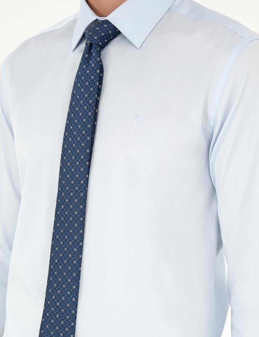 Açık Mavi Slim Fit Uzun Kollu Basic Gömlek_6