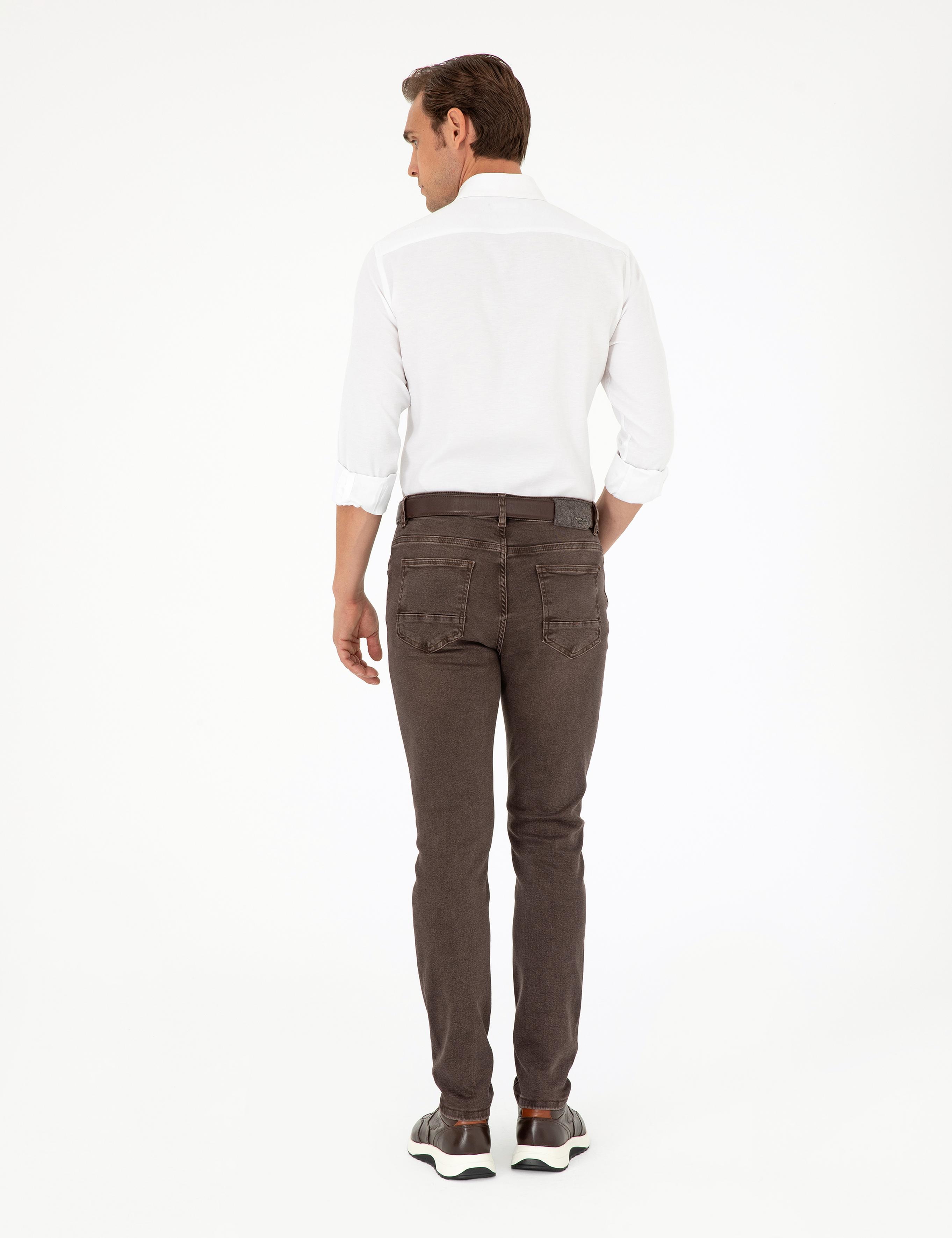 Kahverengi Slim Fit Jean Pantolon