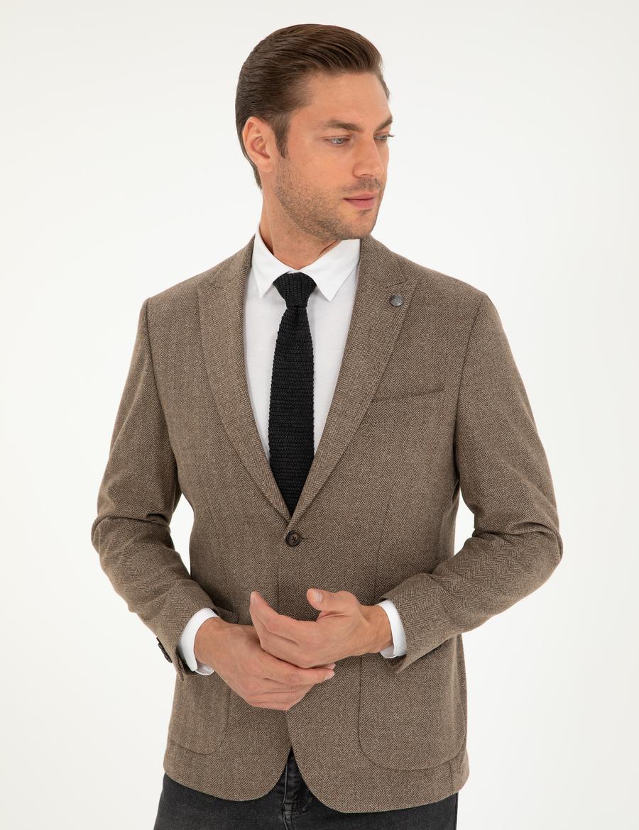 Kahverengi Slim Fit Ceket_2