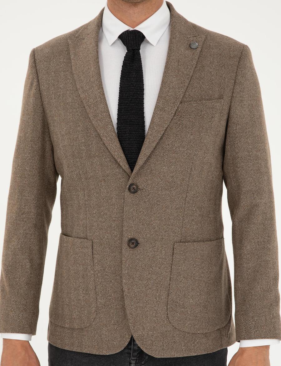 Kahverengi Slim Fit Ceket_5