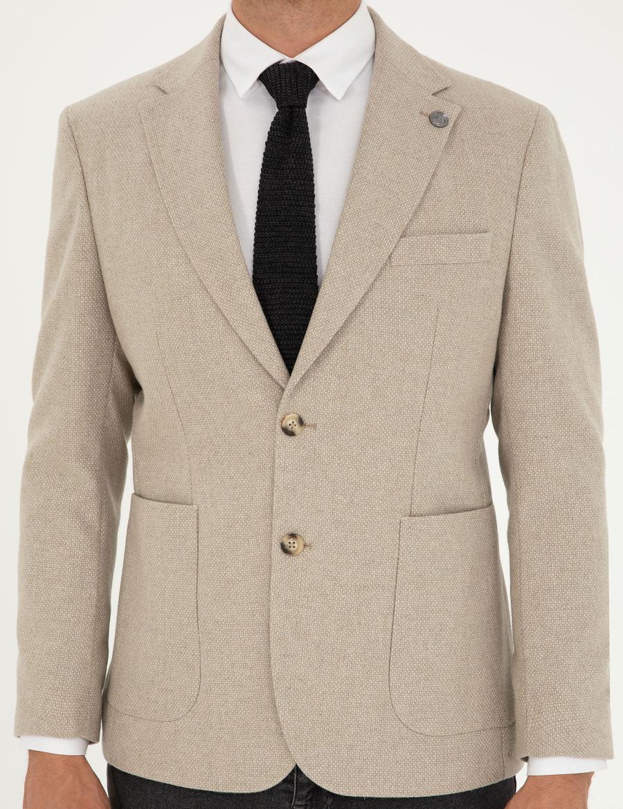 Bej Slim Fit Ceket_5