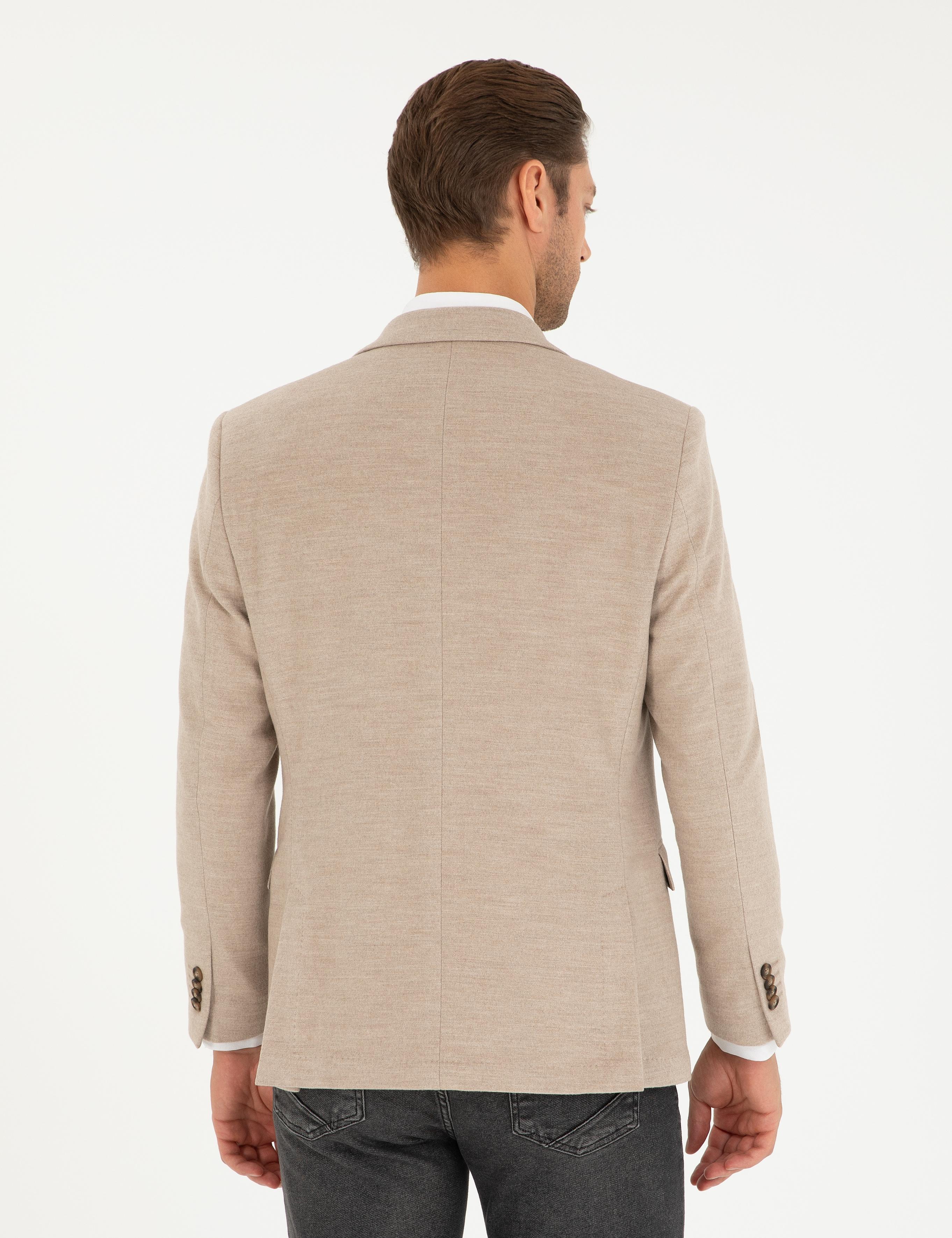 Bej Slim Fit Ceket