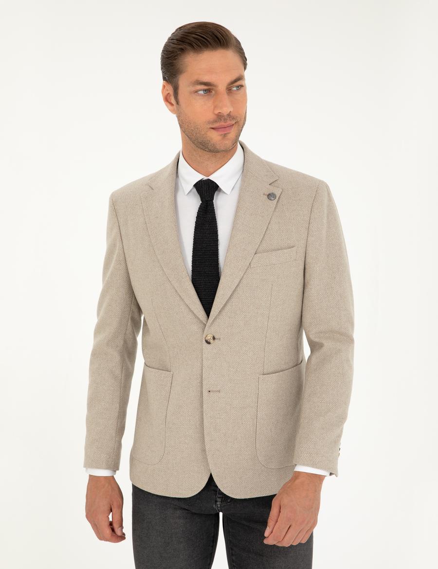 Bej Slim Fit Ceket_2