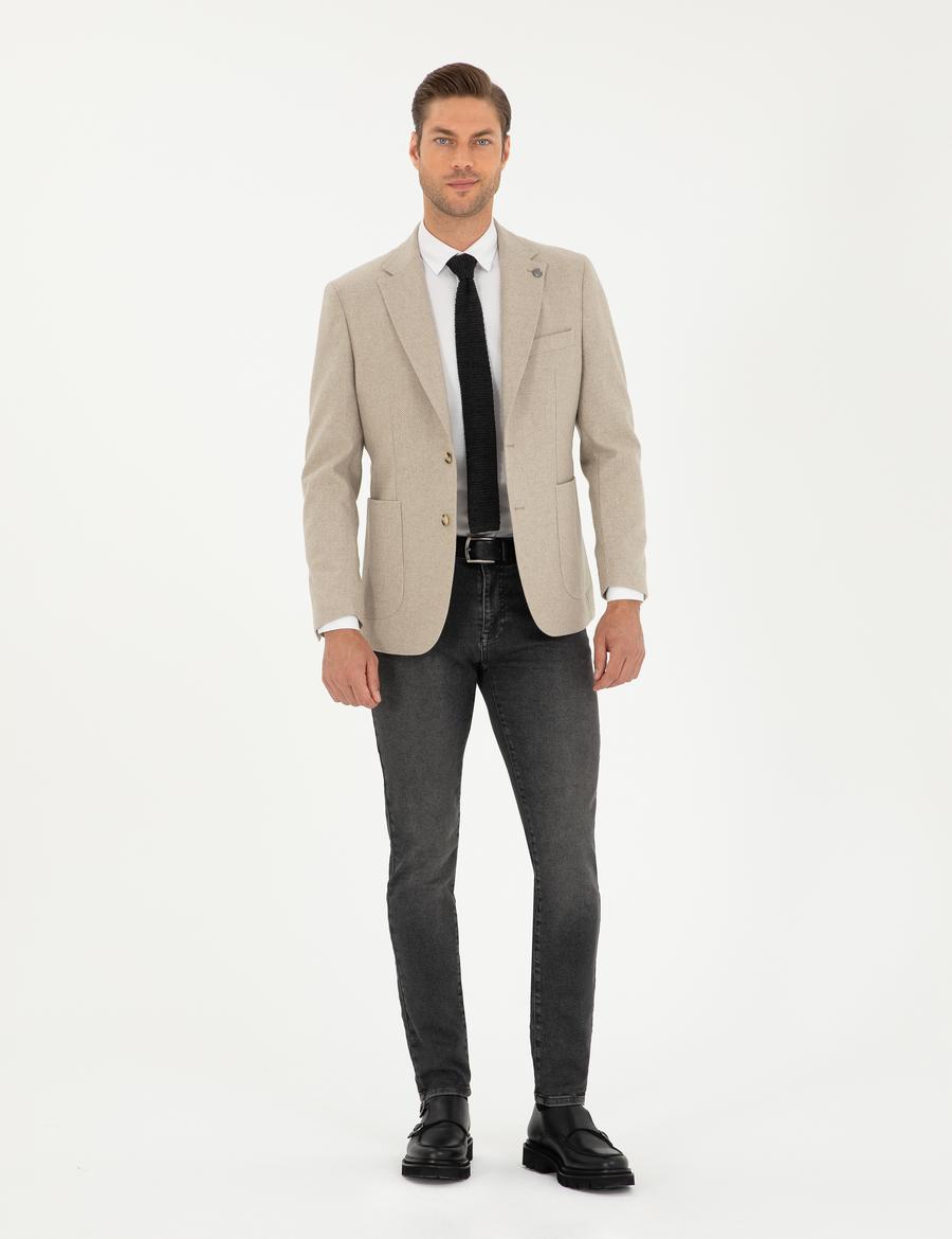 Bej Slim Fit Ceket_3