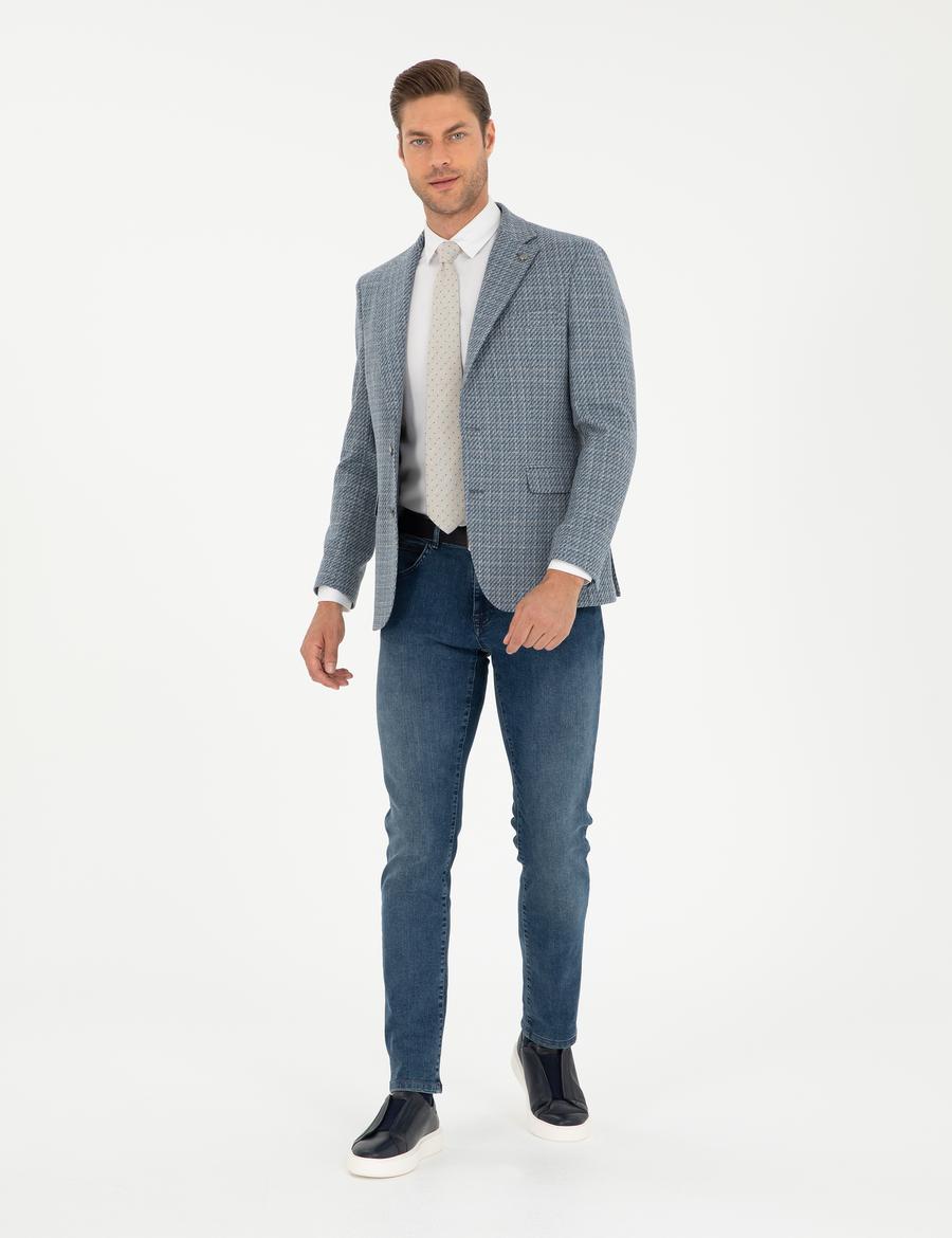 Koyu Mavi Slim Fit Ceket_3