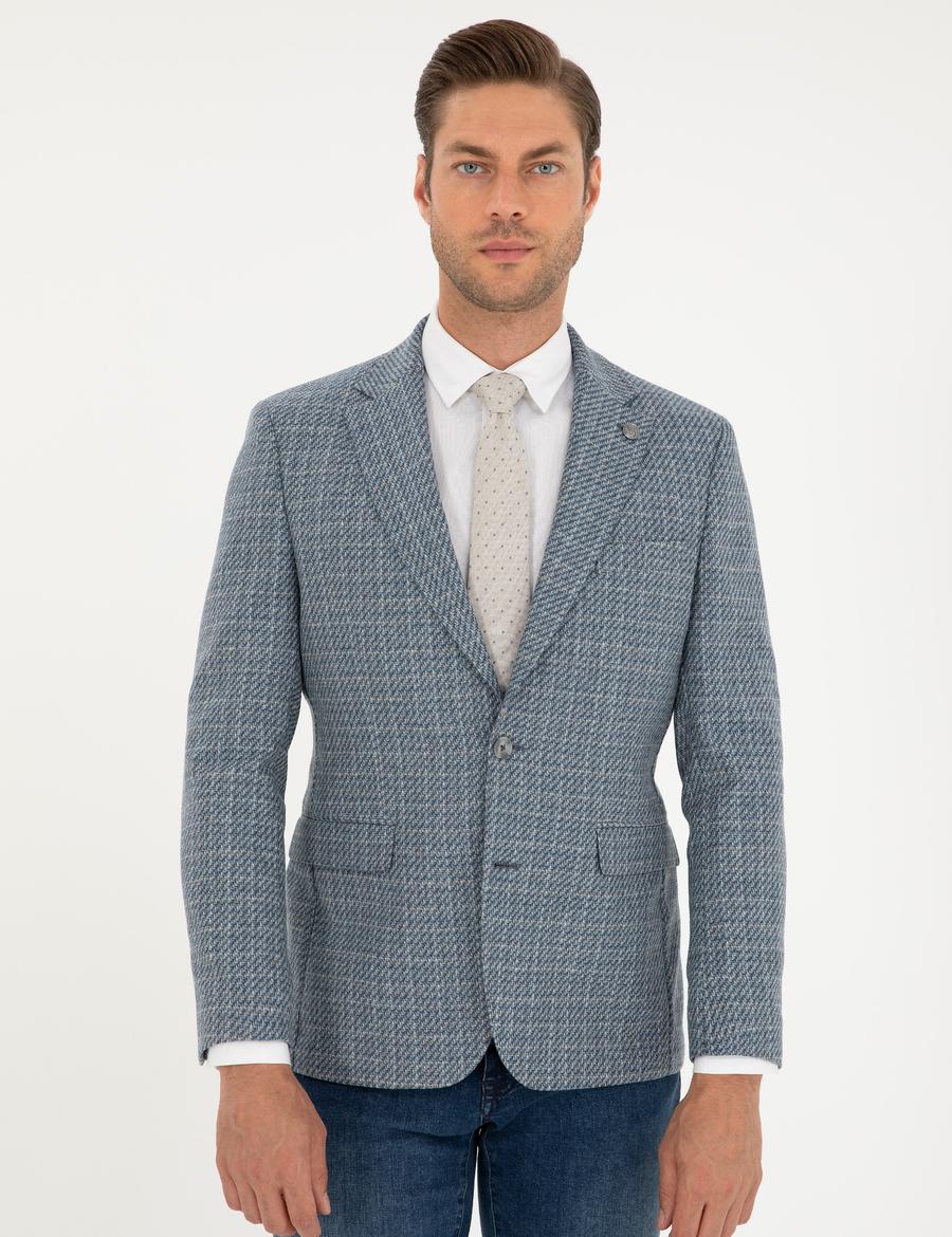Koyu Mavi Slim Fit Ceket_2
