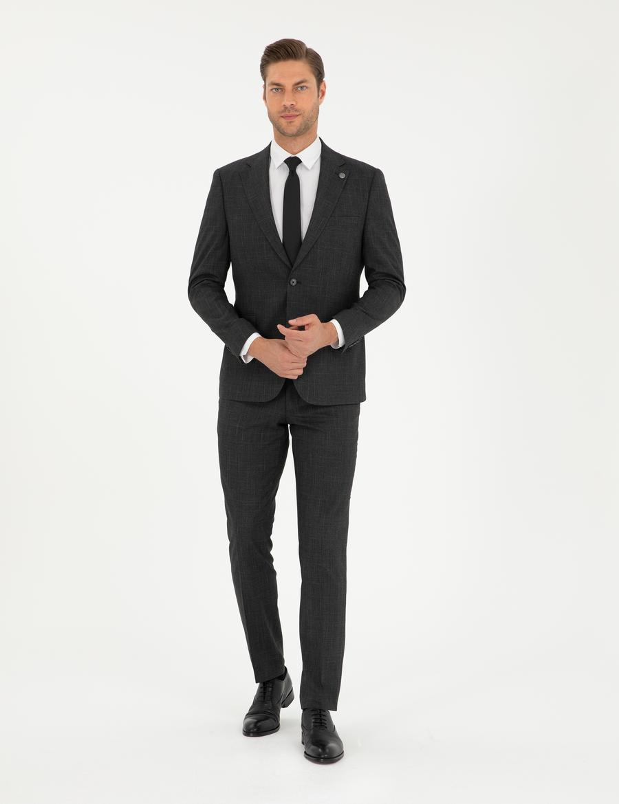 Antrasit Slim Fit Takım Elbise_3