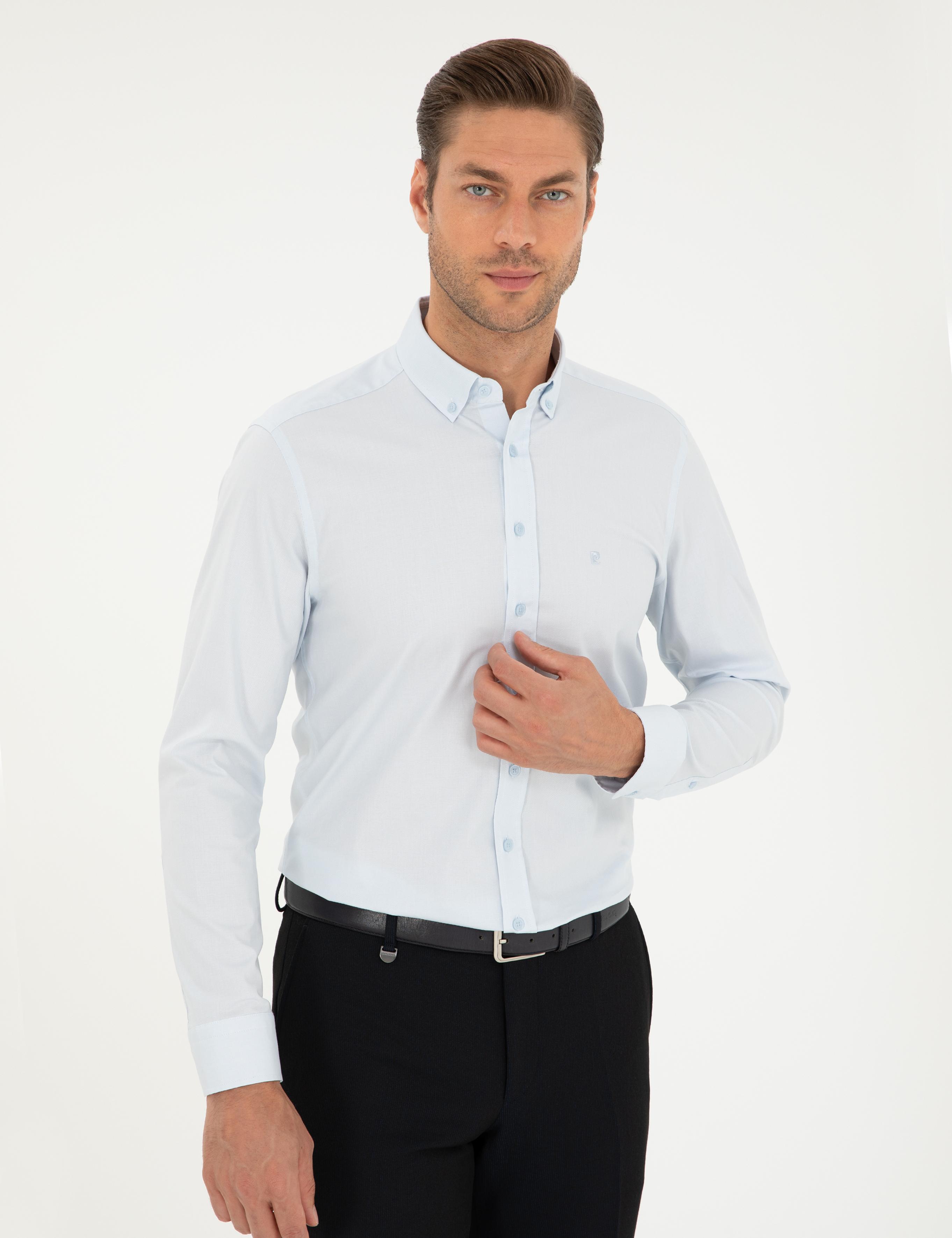 Açık Mavi Slim Fit Uzun Kollu Gömlek