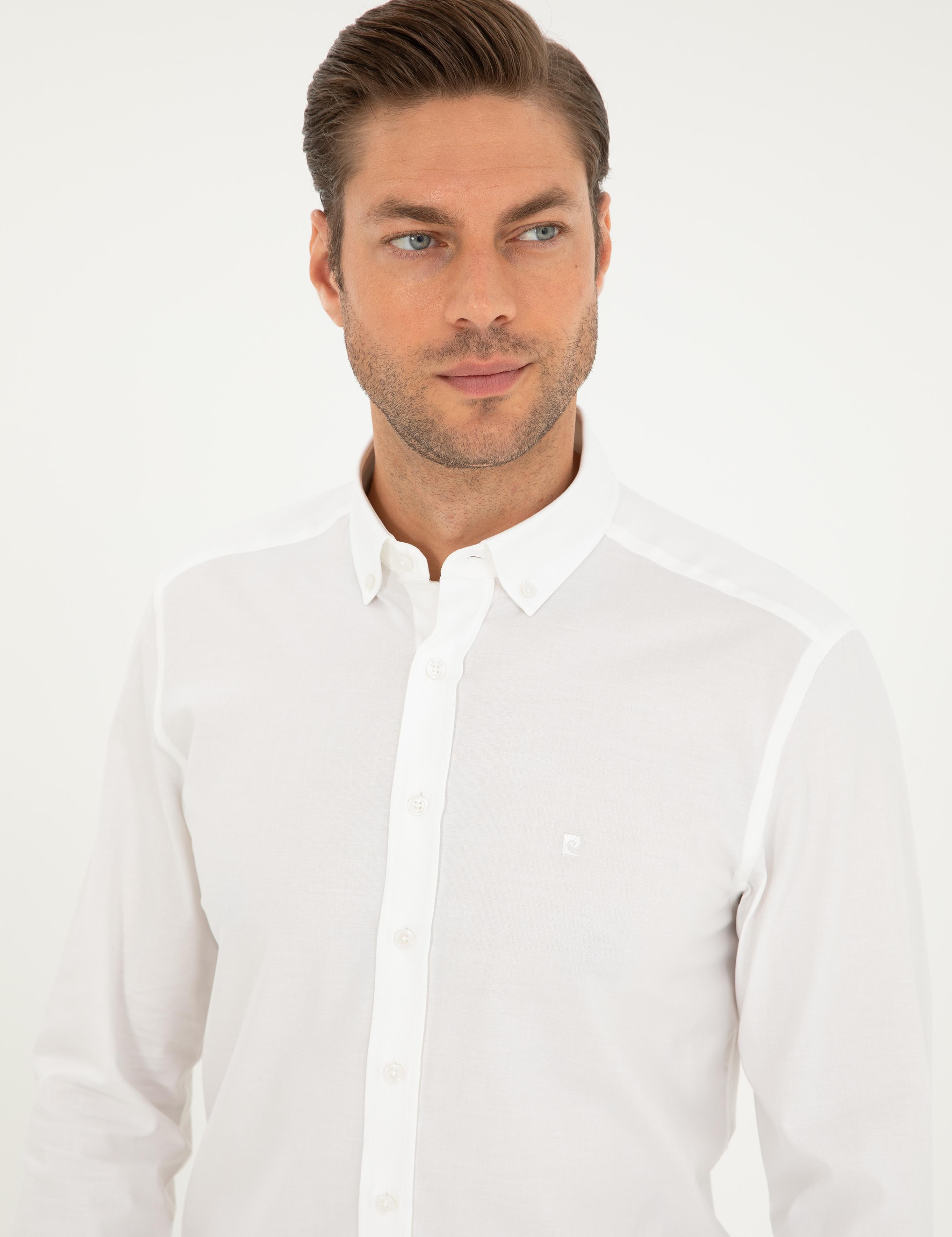 Beyaz Slim Fit Uzun Kollu Gömlek