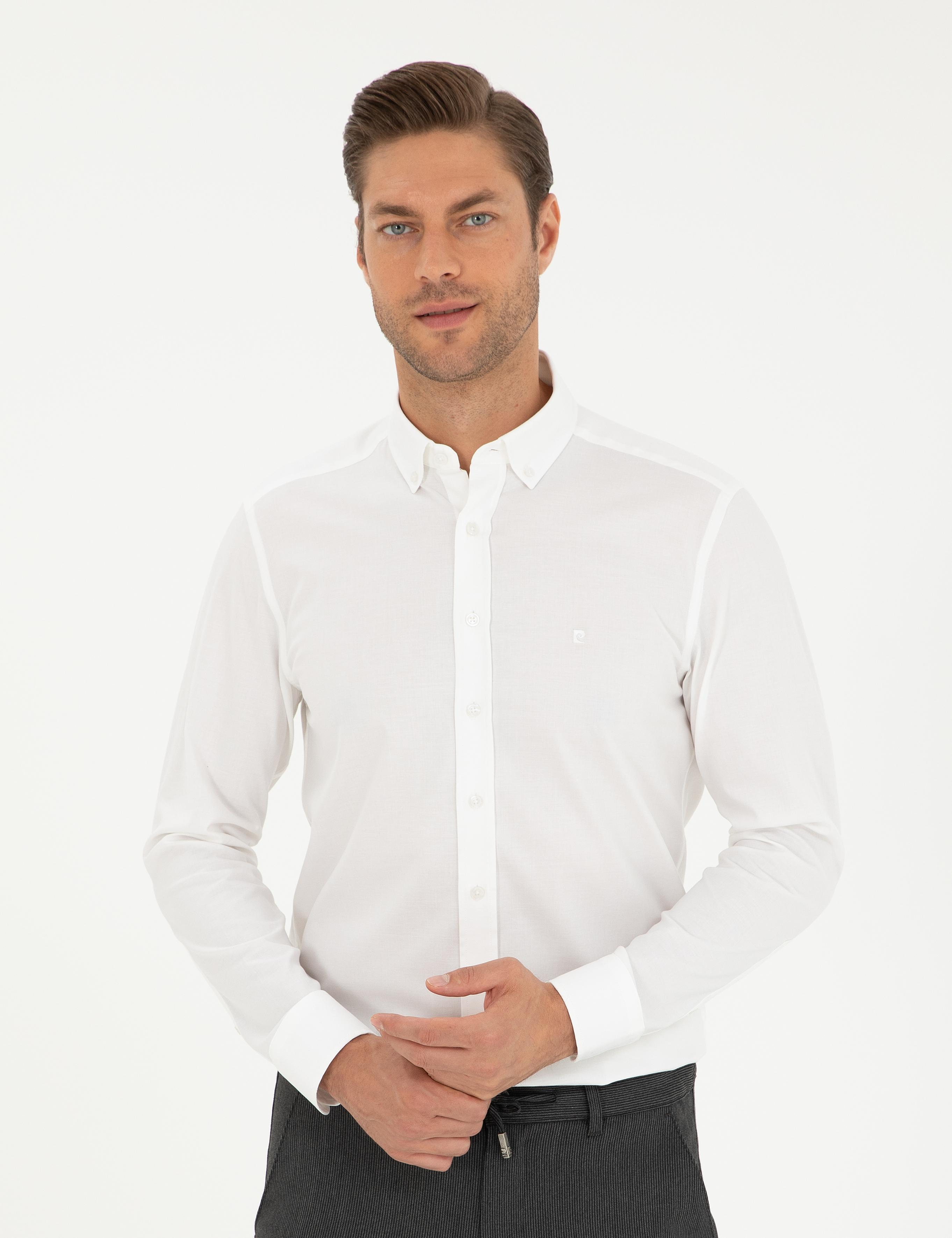 Beyaz Slim Fit Uzun Kollu Gömlek