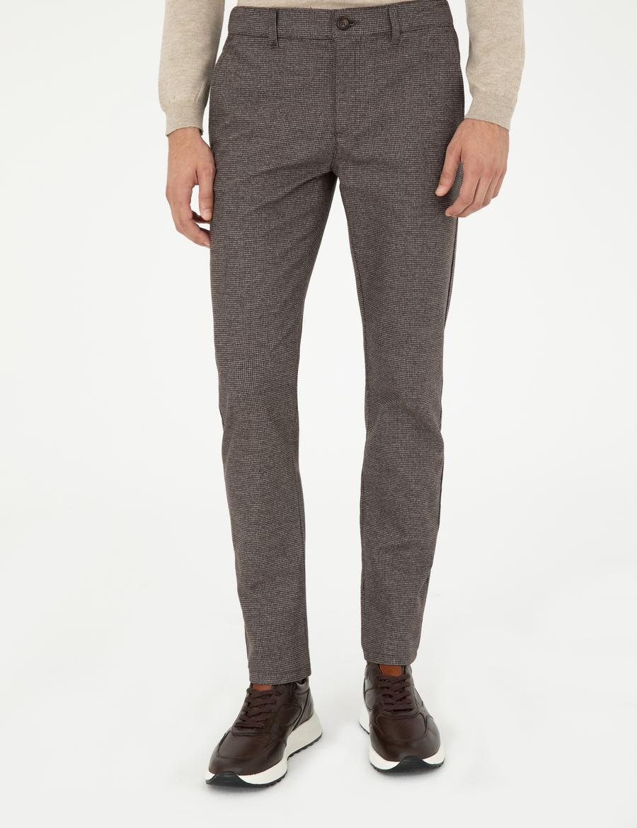 Kahverengi Slim Fit Kanvas Pantolon_1