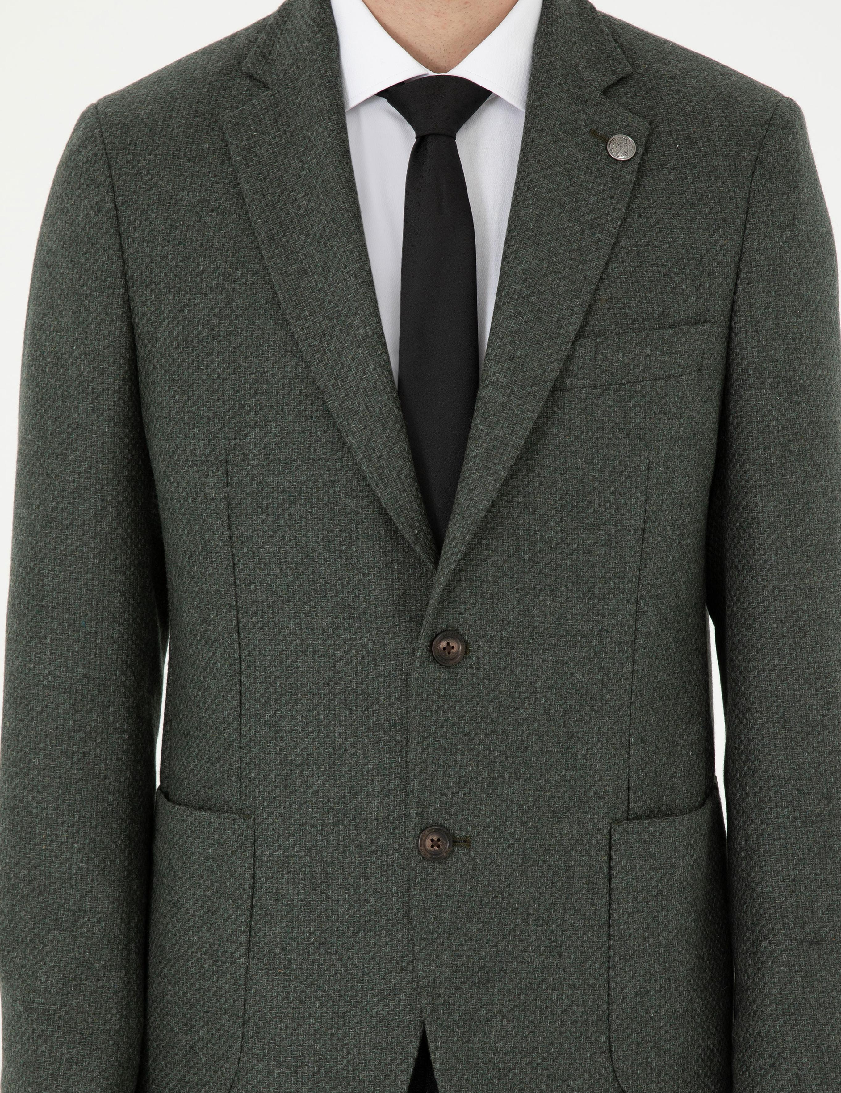 Haki Slim Fit Ceket