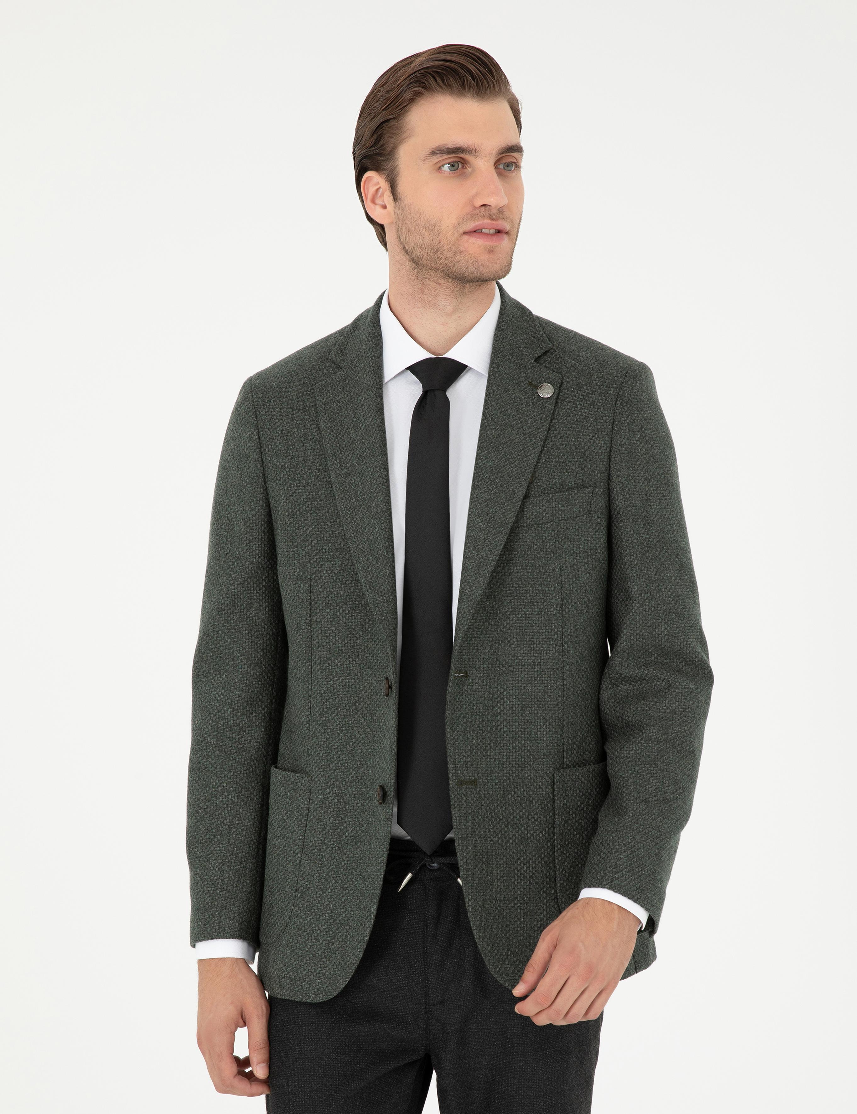 Haki Slim Fit Ceket