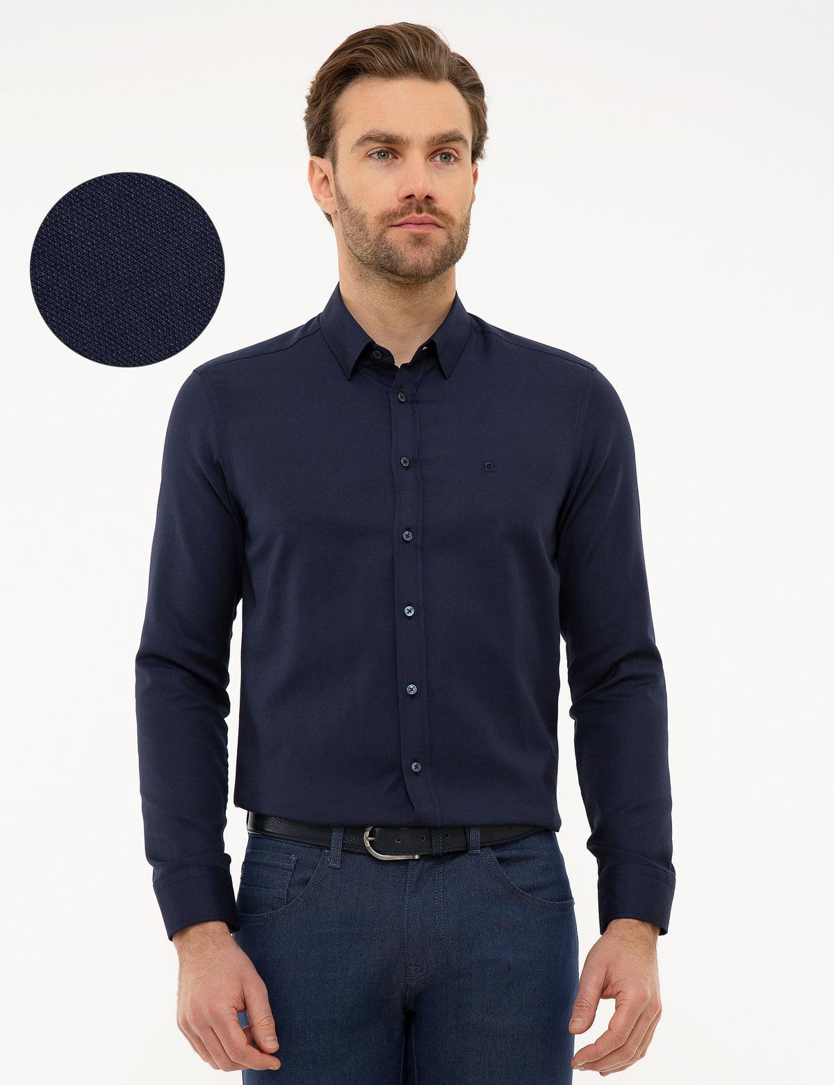Lacivert Slim Fit Oxford Gömlek