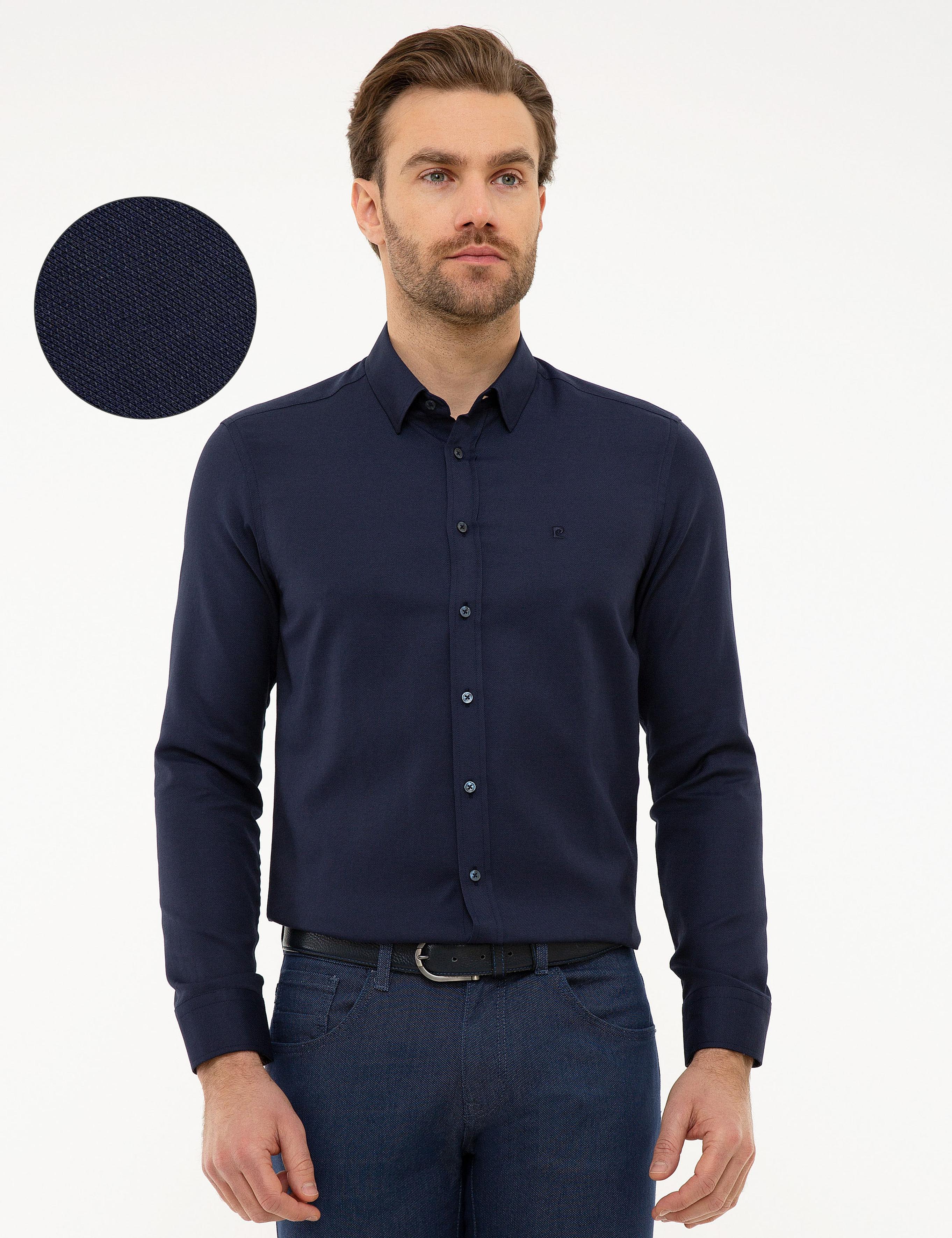 Lacivert Slim Fit Oxford Gömlek