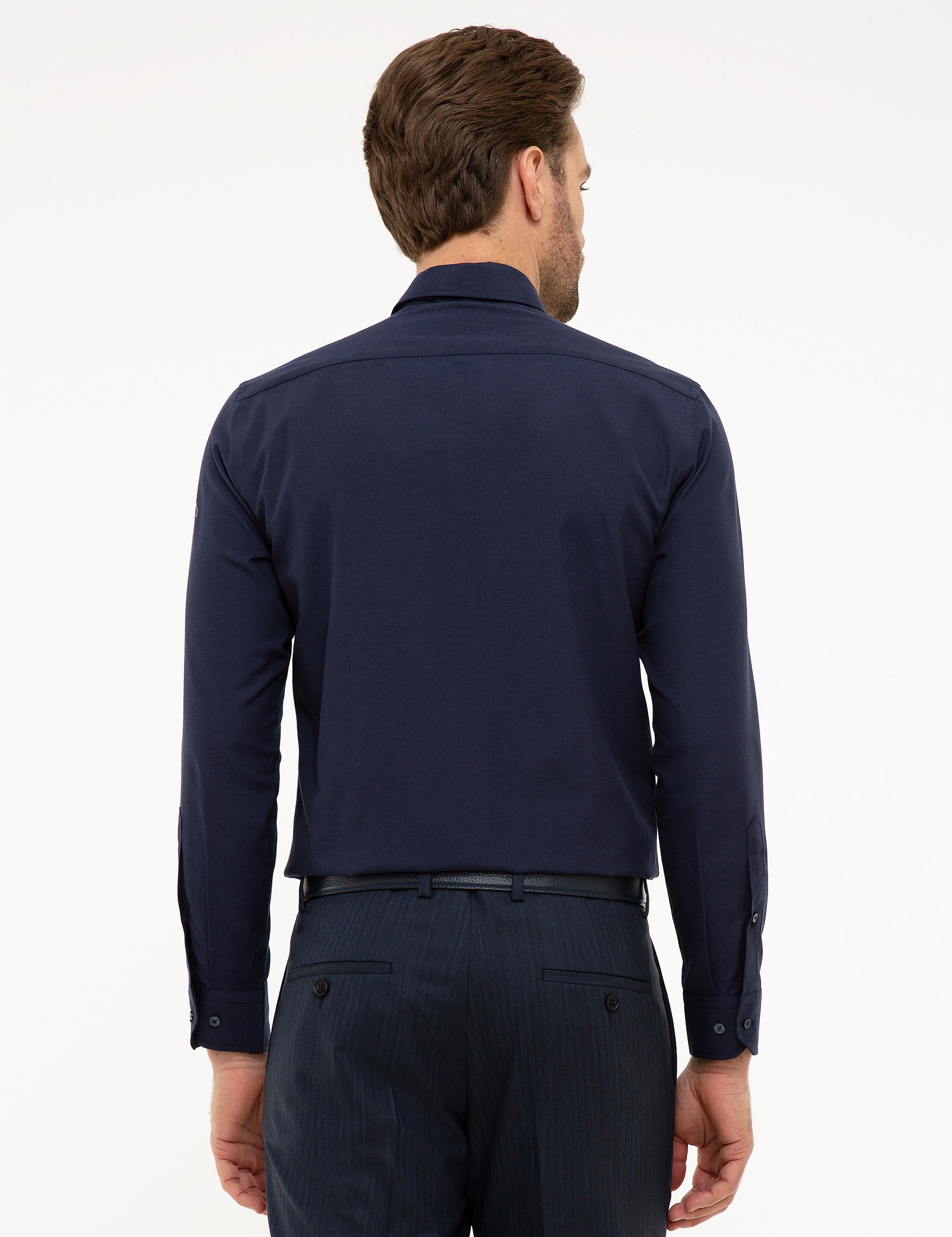 Lacivert Slim Fit Basic Gömlek