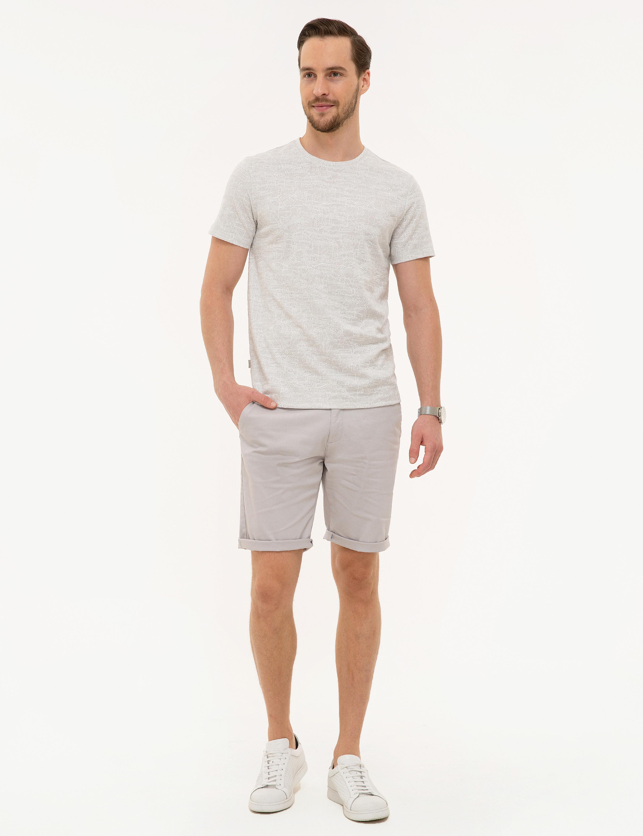 Açık Gri Slim Fit Bisiklet Yaka T-Shirt