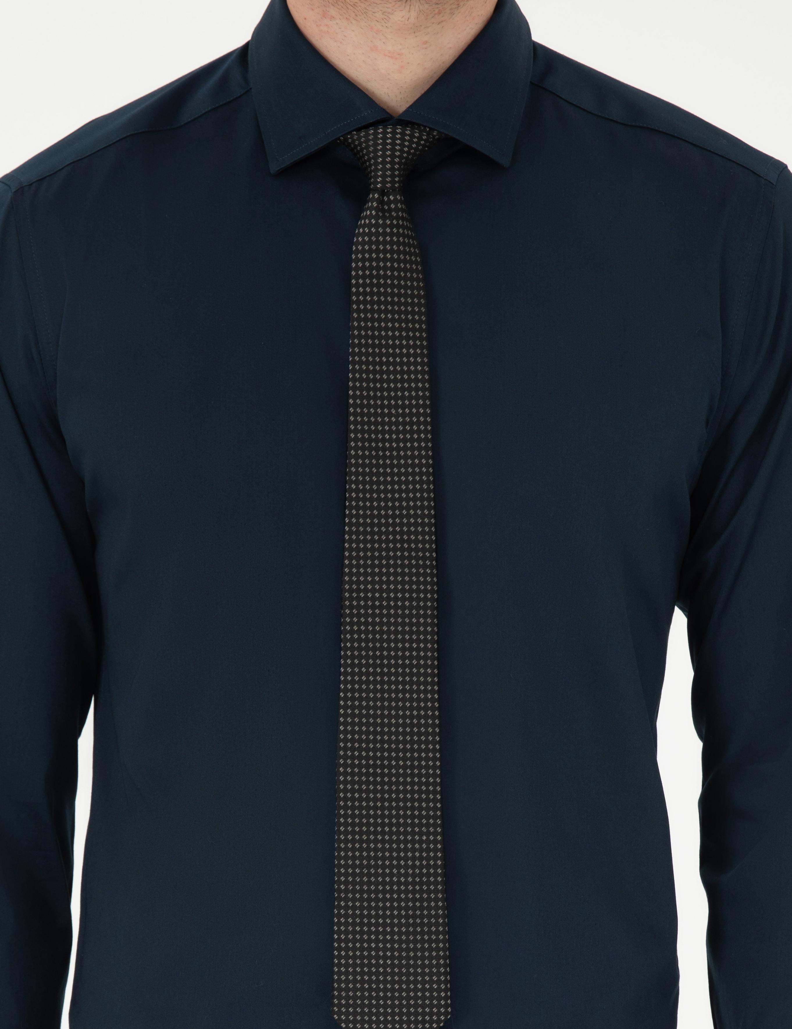 Lacivert Ex. Slim Fit Uzun Kollu Basic Gömlek